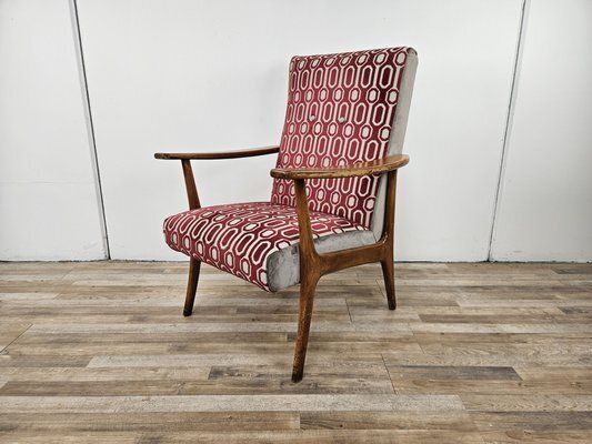 Italian Armchair In Wood And Fabric, 1950s photo 1995.0