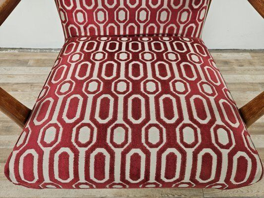 photo vinterior Italian Armchair In Wood And Fabric, 1950s