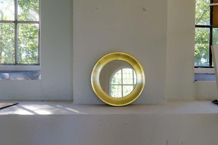 Midcentury Modern Rounded Brass Mirror By Glasmäster In Markaryd, Sweden, 1960s photo Home Decor