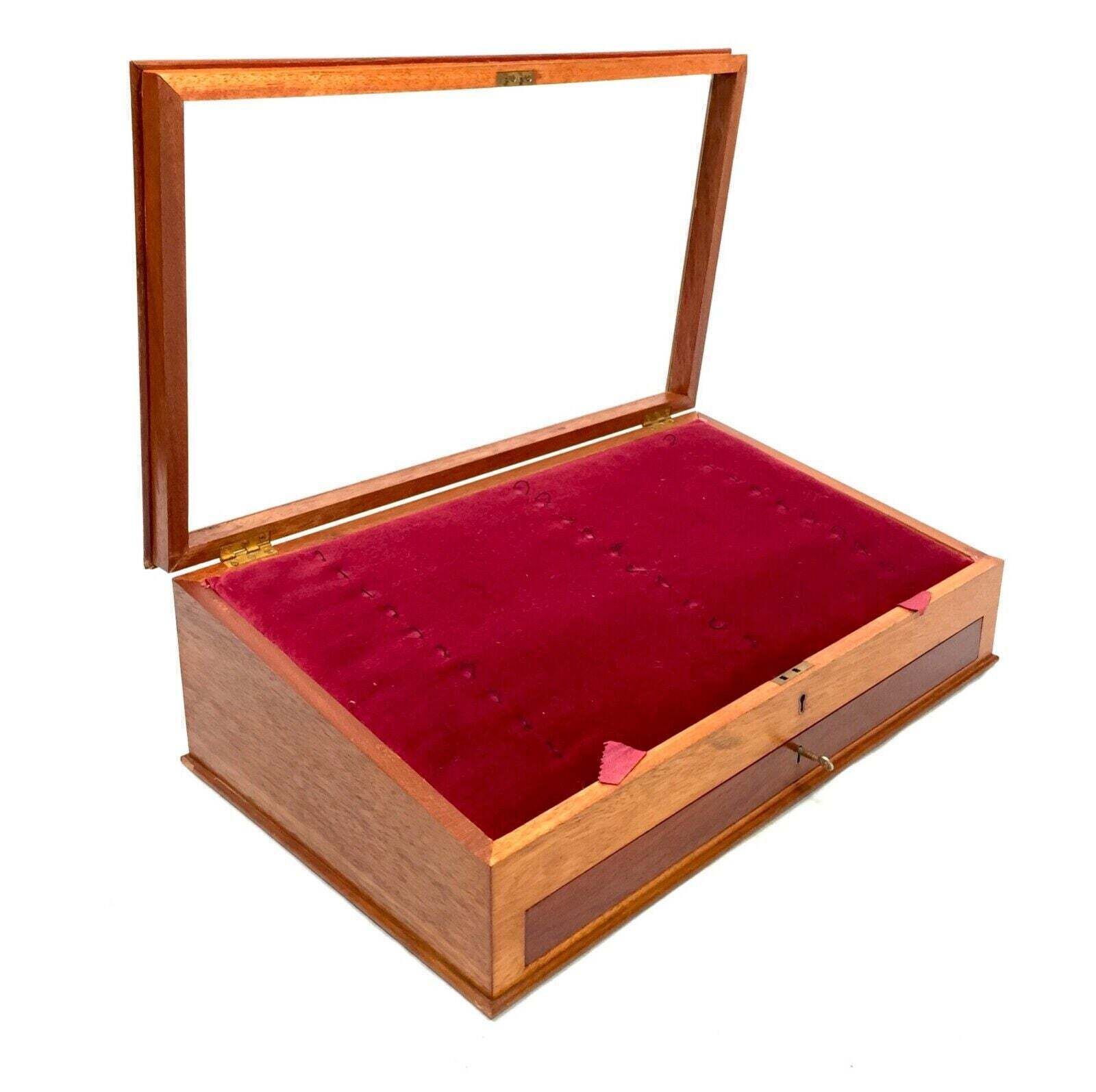 Antique Wooden Tabletop Pen Collectors Cabinet / Display Presentation Box C.1950 photo 349.0