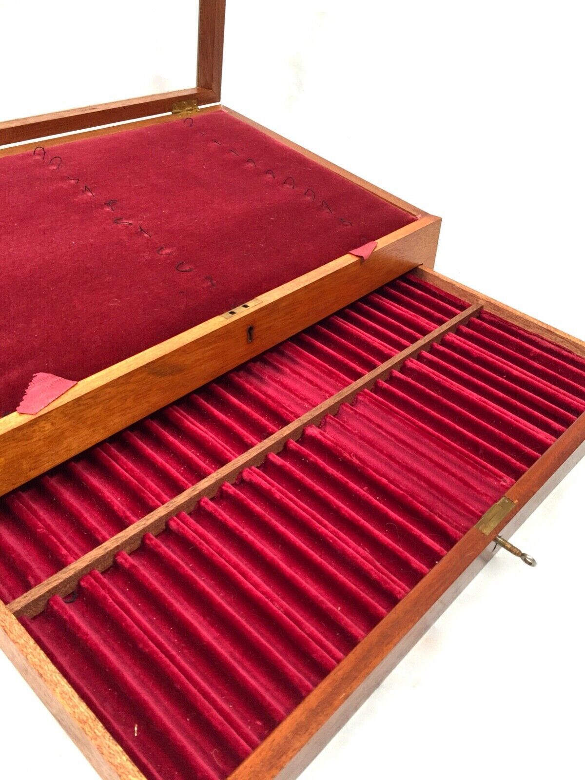 photo for sale Antique Wooden Tabletop Pen Collectors Cabinet / Display Presentation Box C.1950