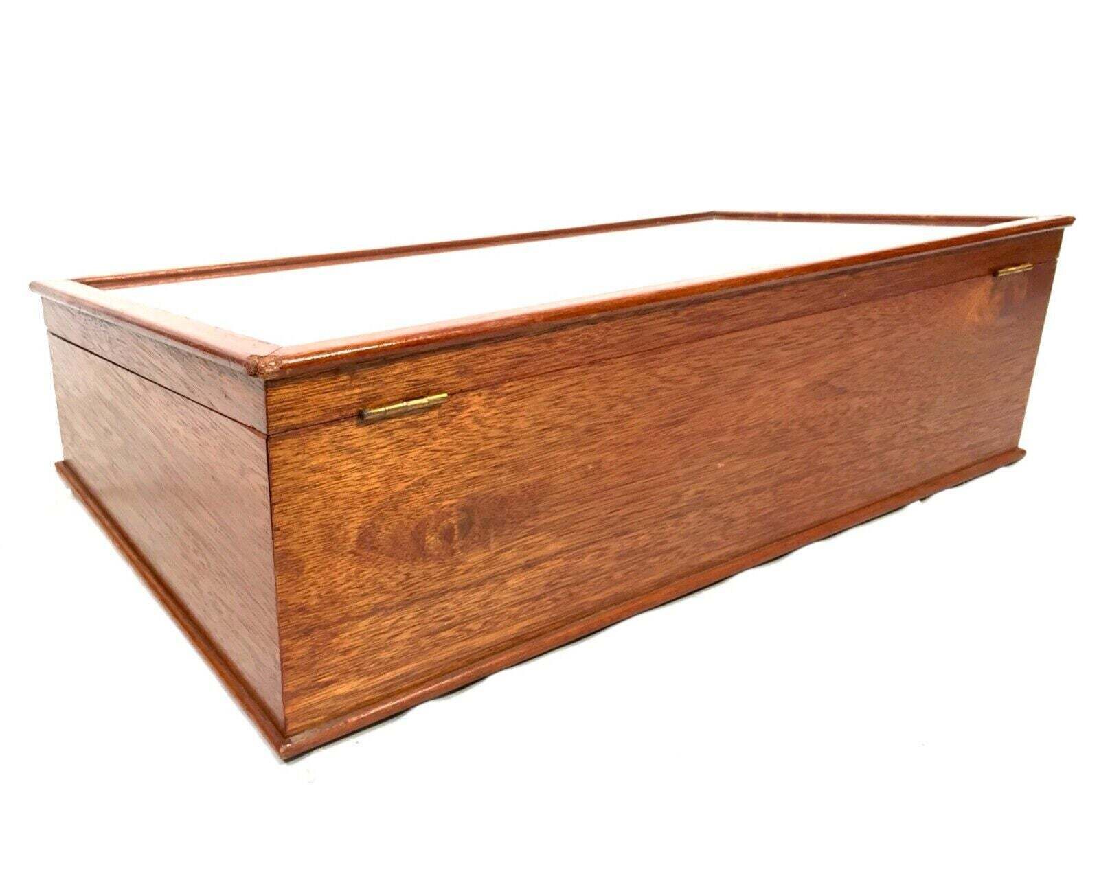 photo vintage Antique Wooden Tabletop Pen Collectors Cabinet / Display Presentation Box C.1950