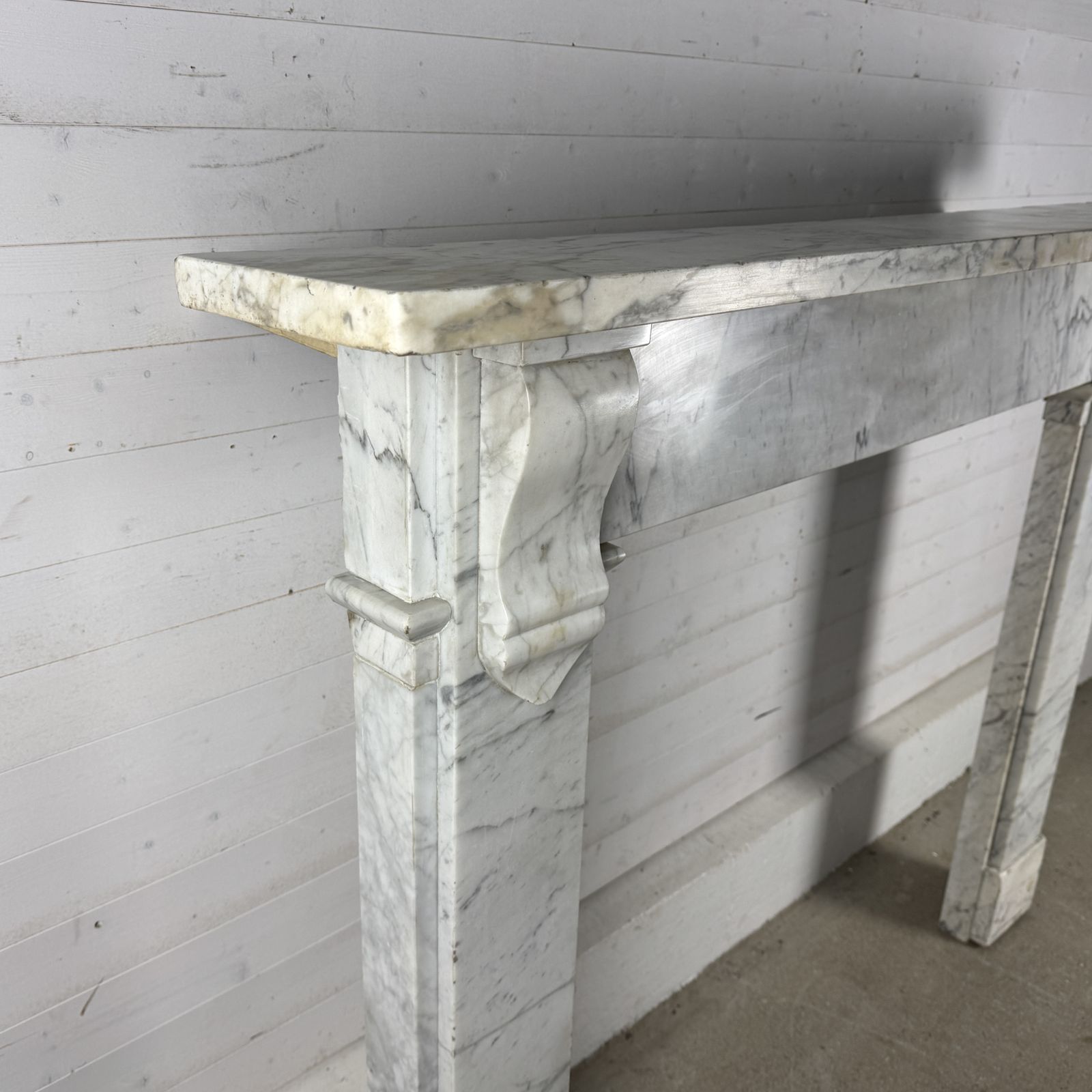 photo furniture Large Antique Carrara Marble Fire Surround With Corbels