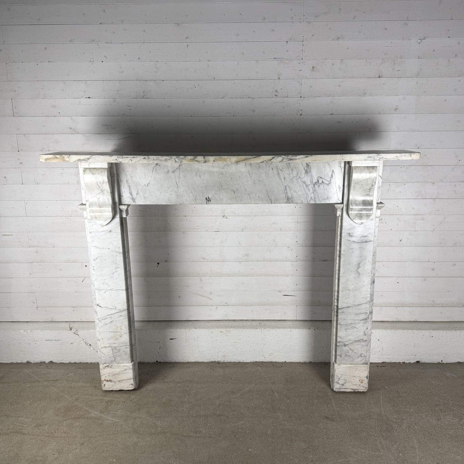 Home Fixtures Large Antique Carrara Marble Fire Surround With Corbels photo