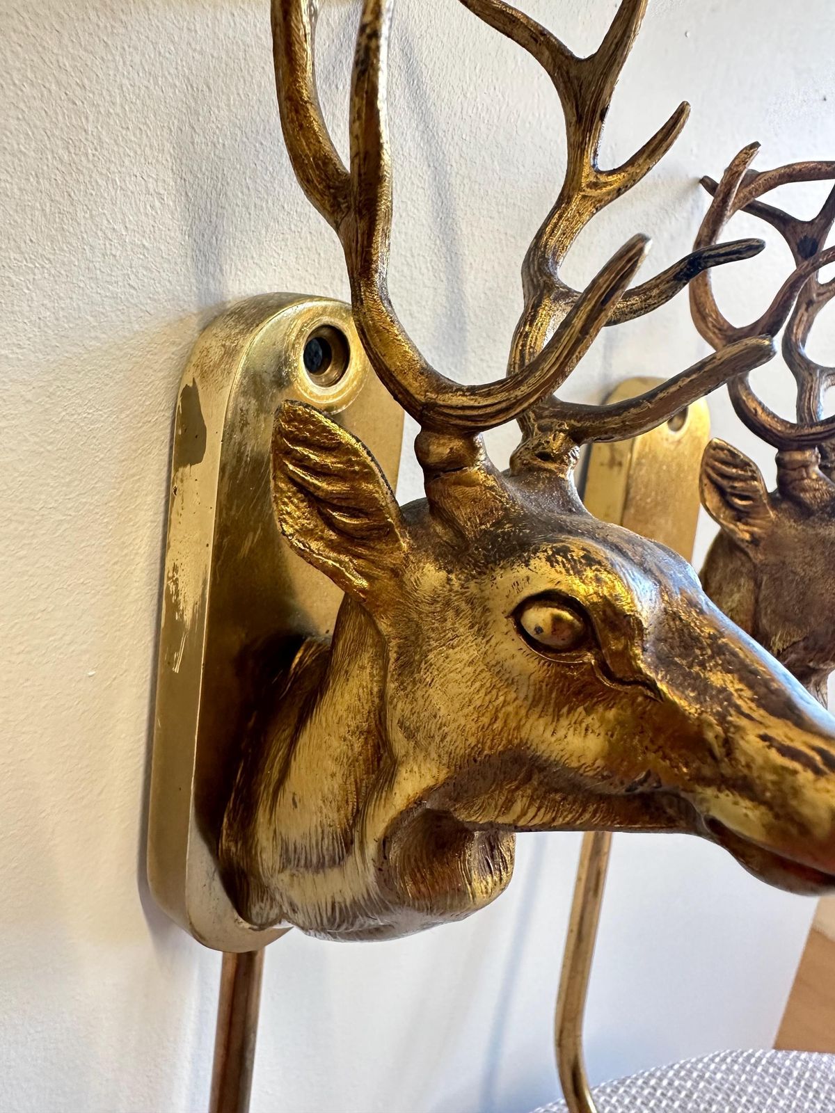Rare Vintage Bronze Wall Coat Hook, Hat Rack With Stag Maison Charles Jansen Hans Kogl Hollywood Regency photo buy