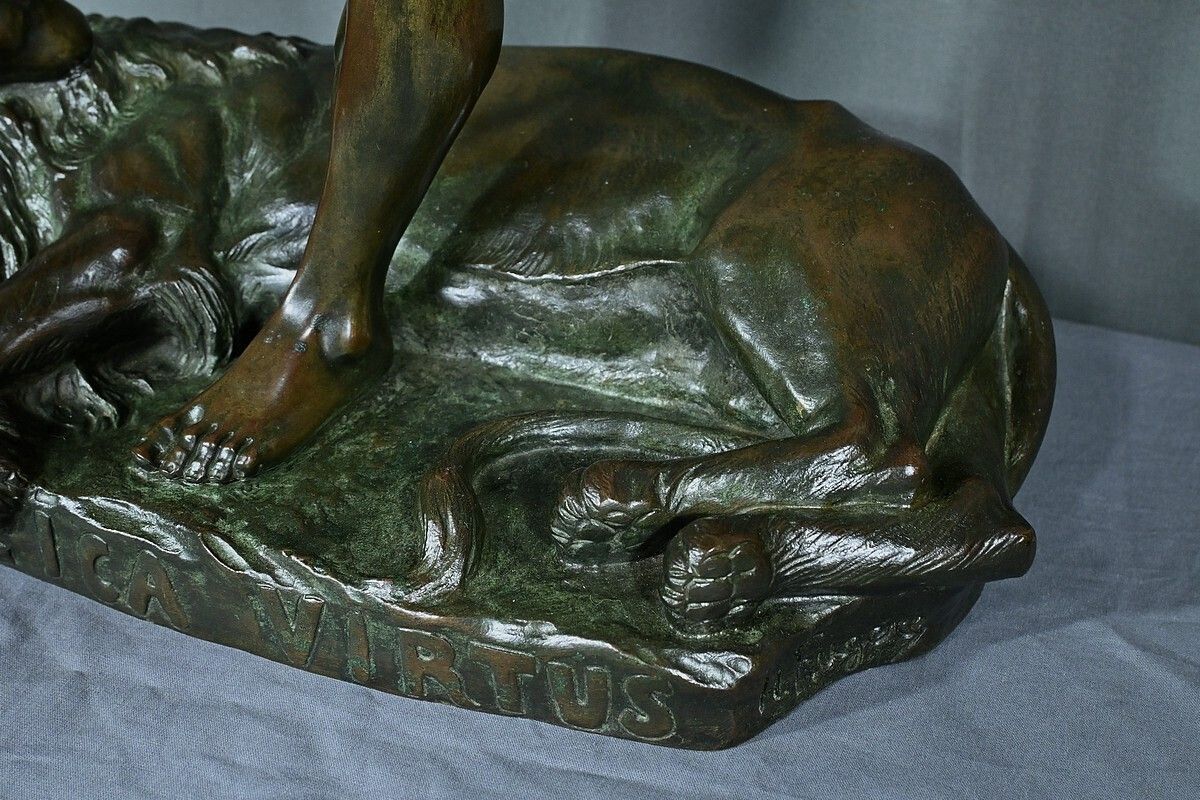 4220.0 Important Bronze “The Lion Hunter” By H. Fugère – Late 19th Century photo