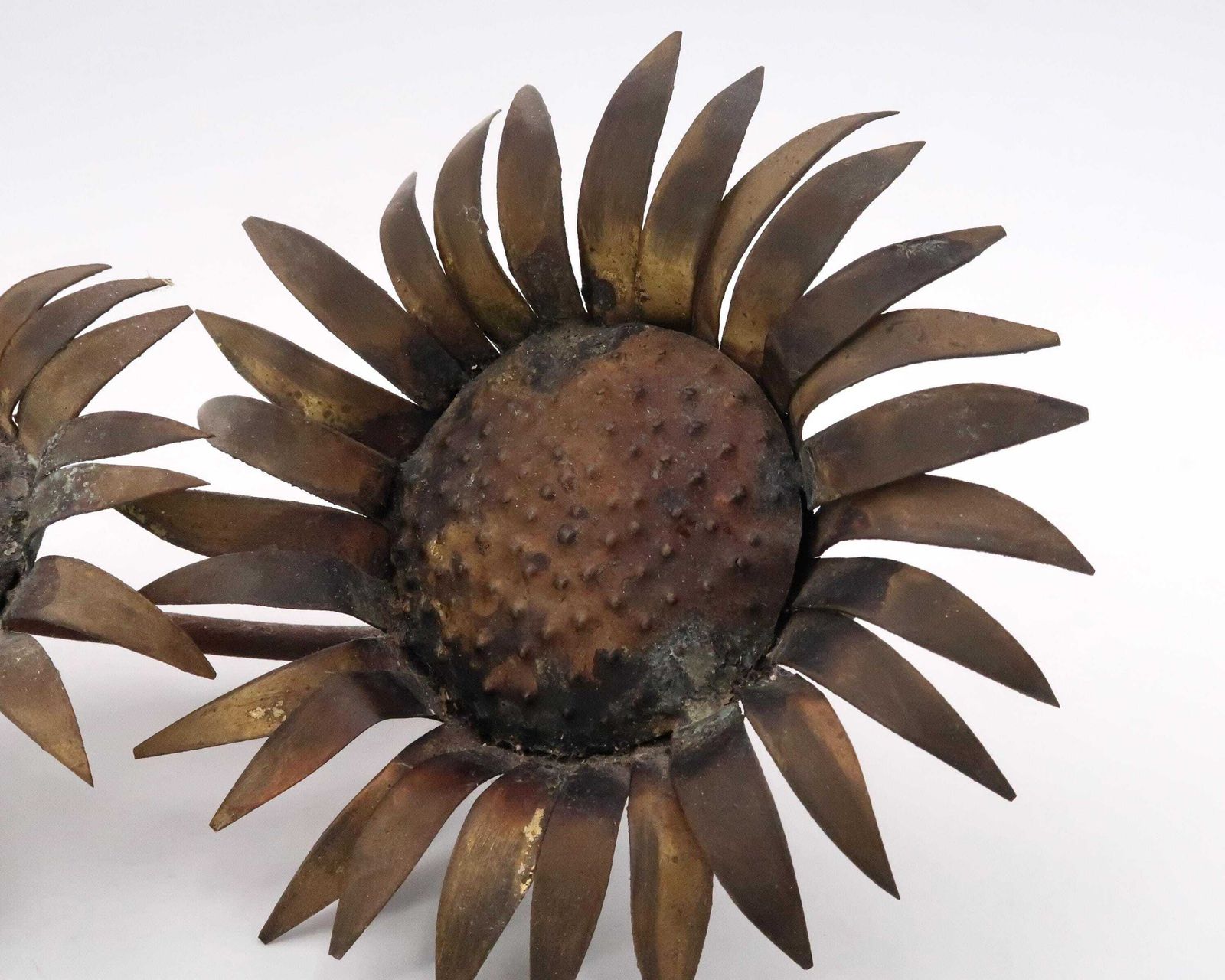 French Brutalist Brass Sculpture, Suflower, 1950s / Vintage, Curtis C Jere Style photo 198.0