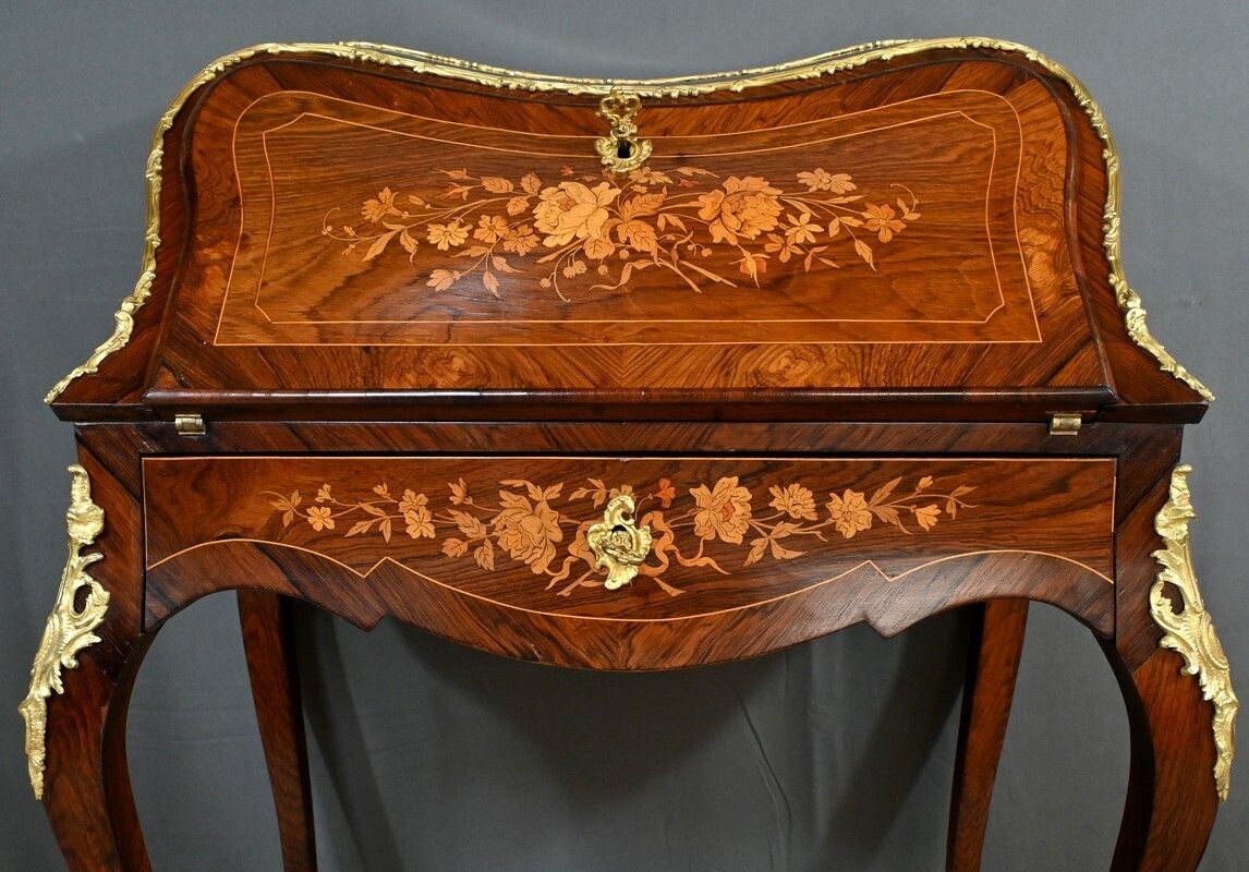 Rosewood Lady's Desk, Louis XV Style – Part 2 Of The 19th Century photo vinterior