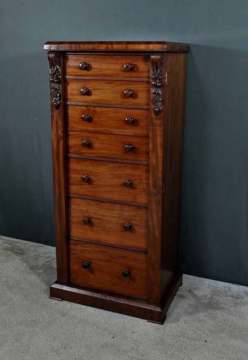 Small Wellington Mahogany Secretary, Victorian Period, England – Part 2 Of The 19th Century photo Furniture