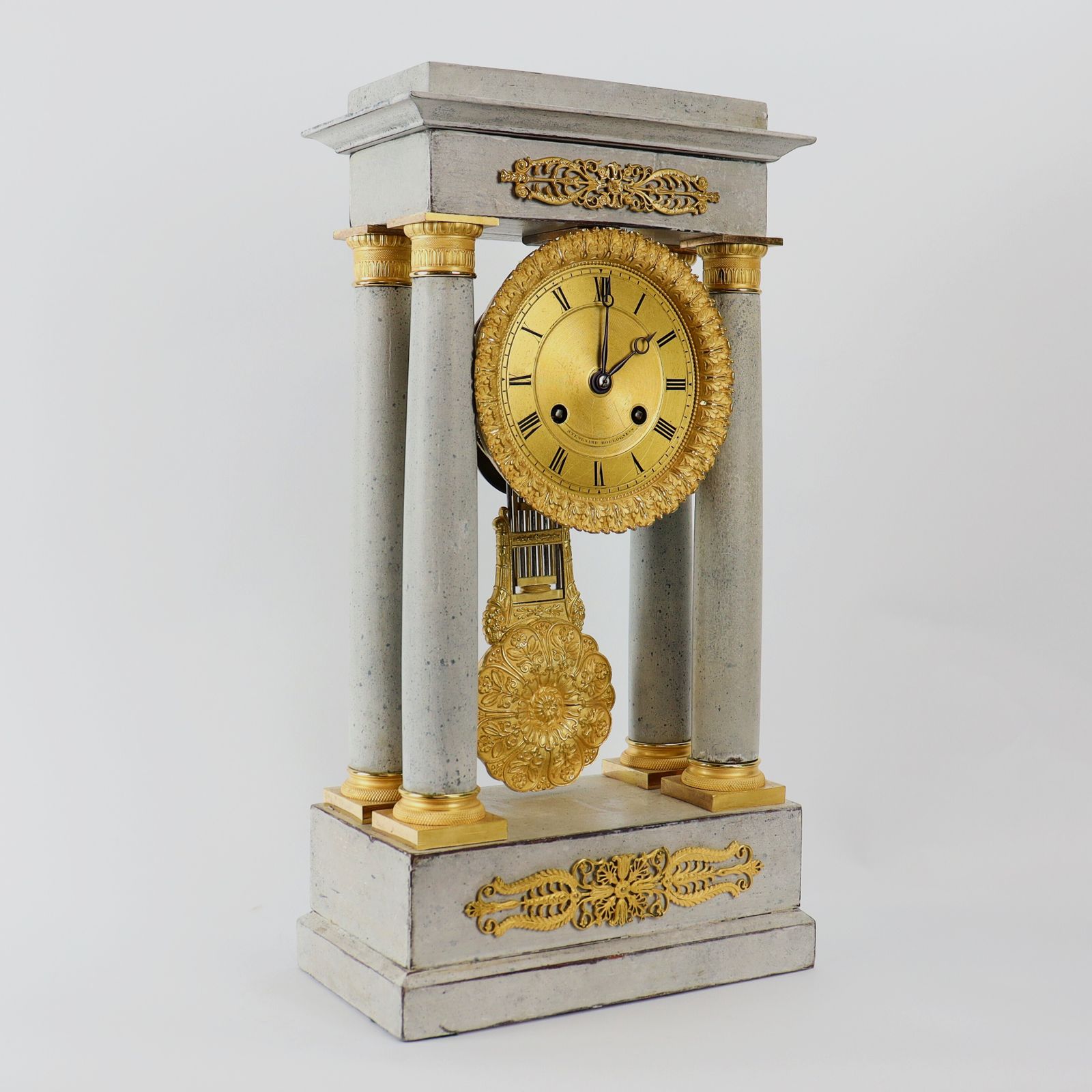 19th Century Portico French Clock With Paint Finish. photo furniture