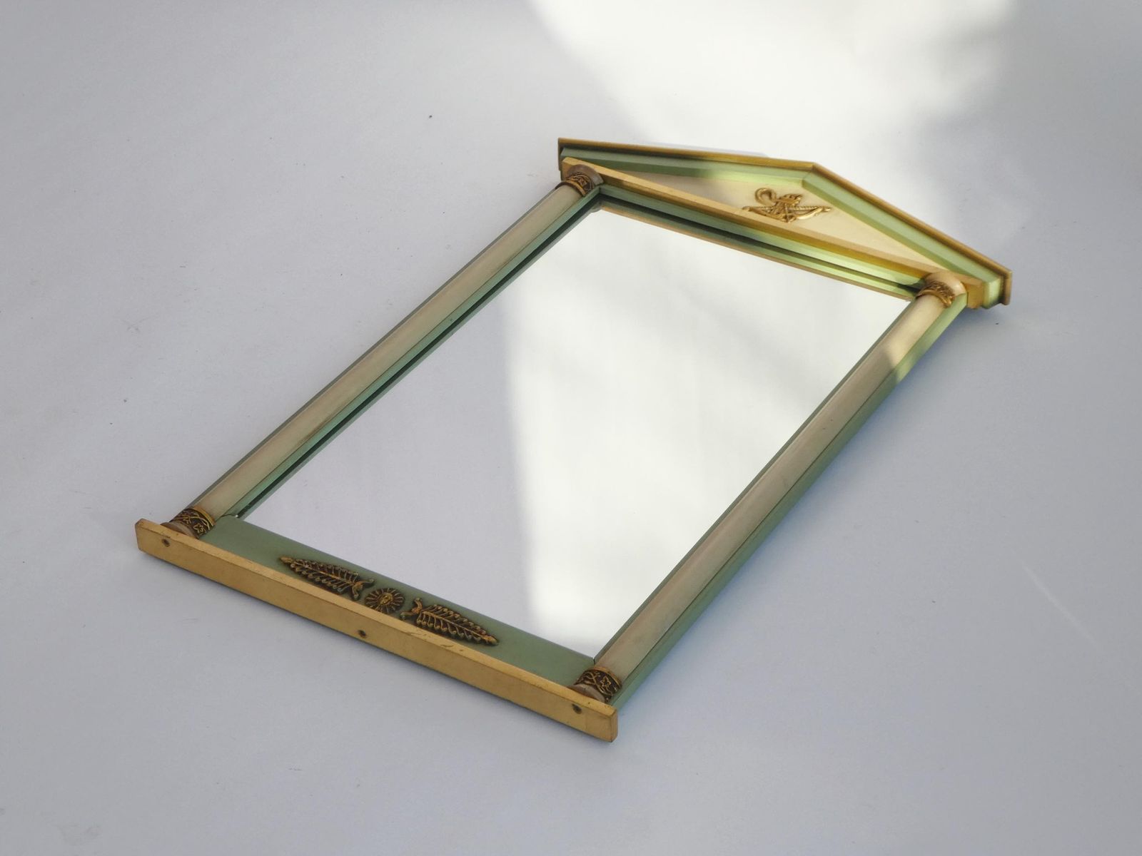 French Trumeau Mirror, Empire Design Wall Mirror With Green And Gold, Neoclassical French Fireplace Decor, Wall Hang photo 393.0