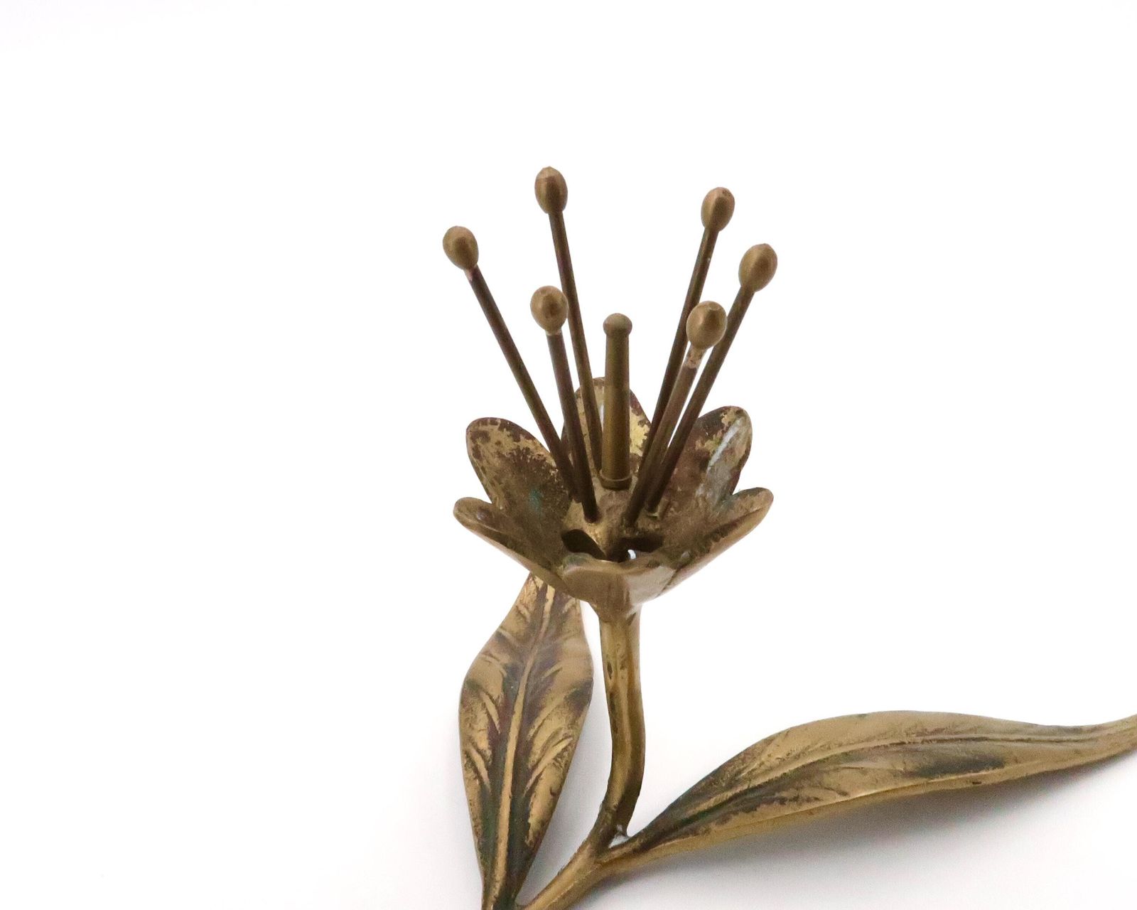 Brass Sculpture, Flower With 6 Petals Dishes Or Ashtrays, 1960s / Boho Chic Shabby Bohemian Folk Mid Century Modern, Hollywood Regency photo vinterior