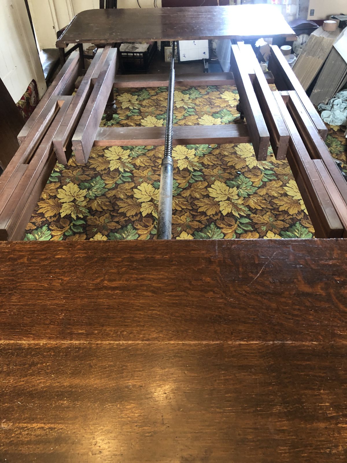 Victorian Carved Oak Extending Table 4’6” To 10” photo furniture