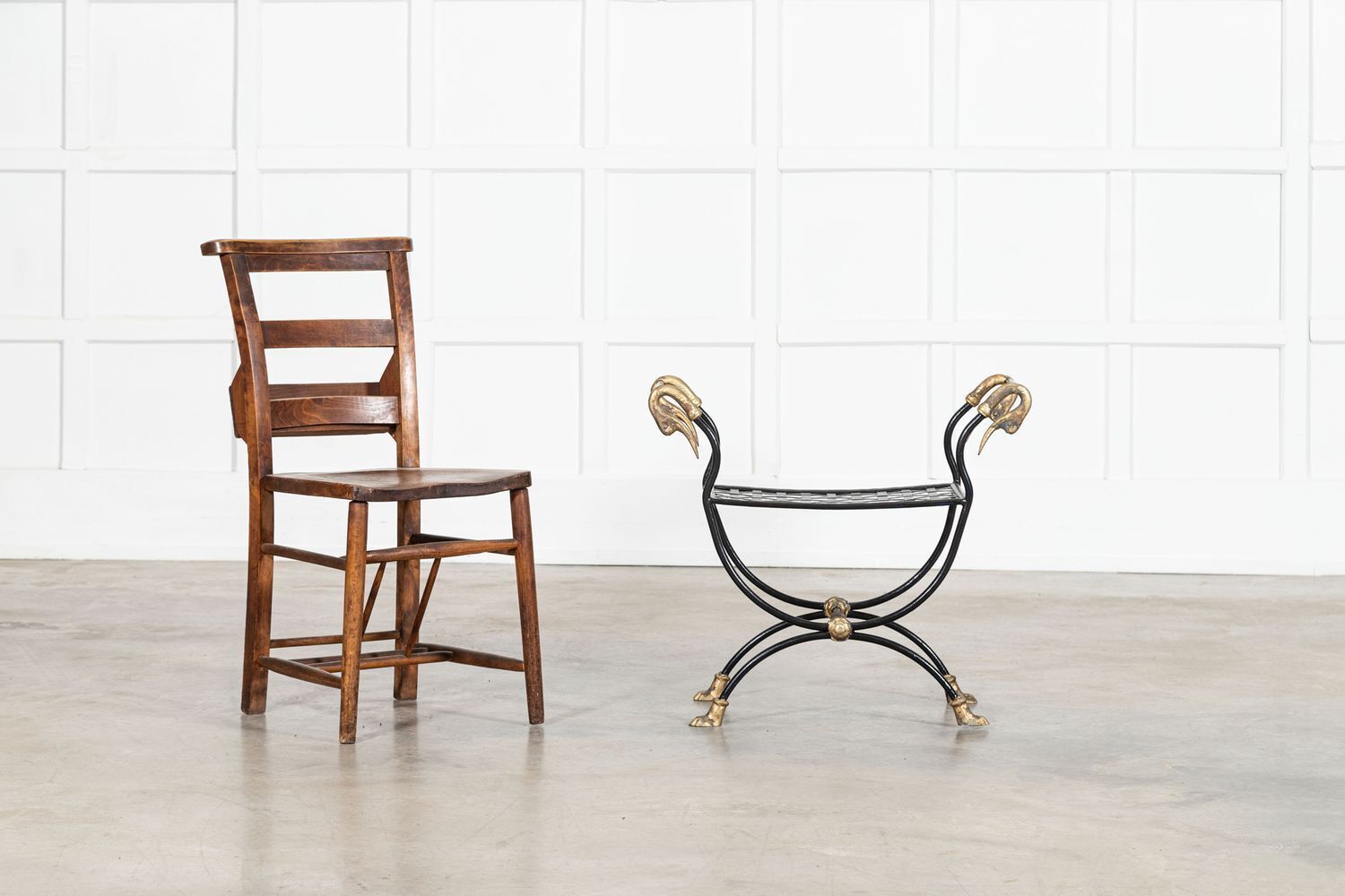 Maison Jansen Swan Stool In Empire Style With Paw Feet photo for sale