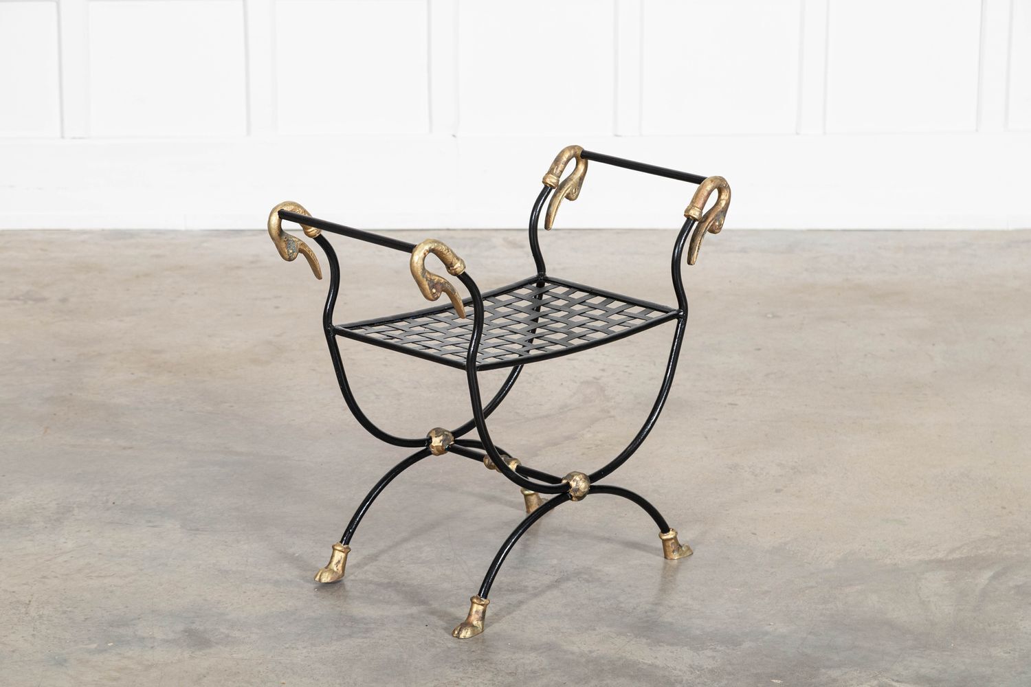 Maison Jansen Swan Stool In Empire Style With Paw Feet photo vintage