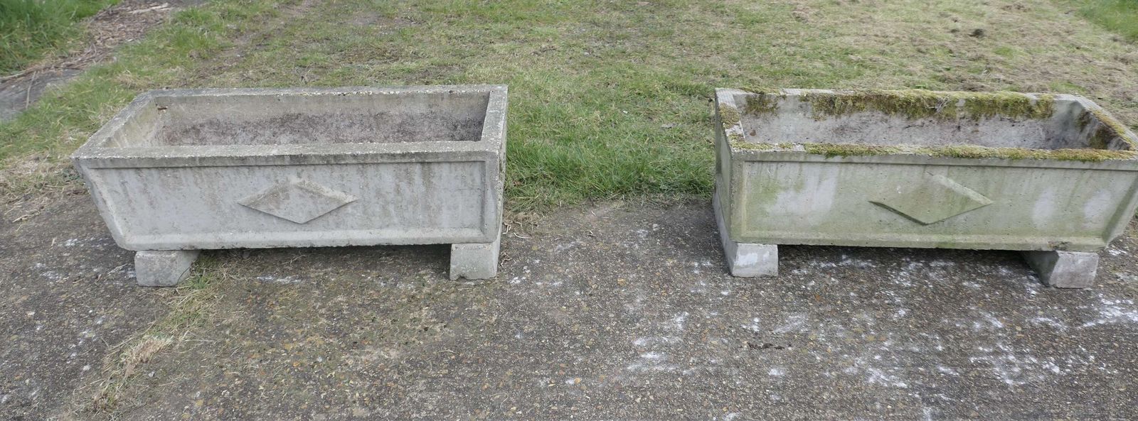 Set Of 4 Large Weathered Garden Planters photo for sale