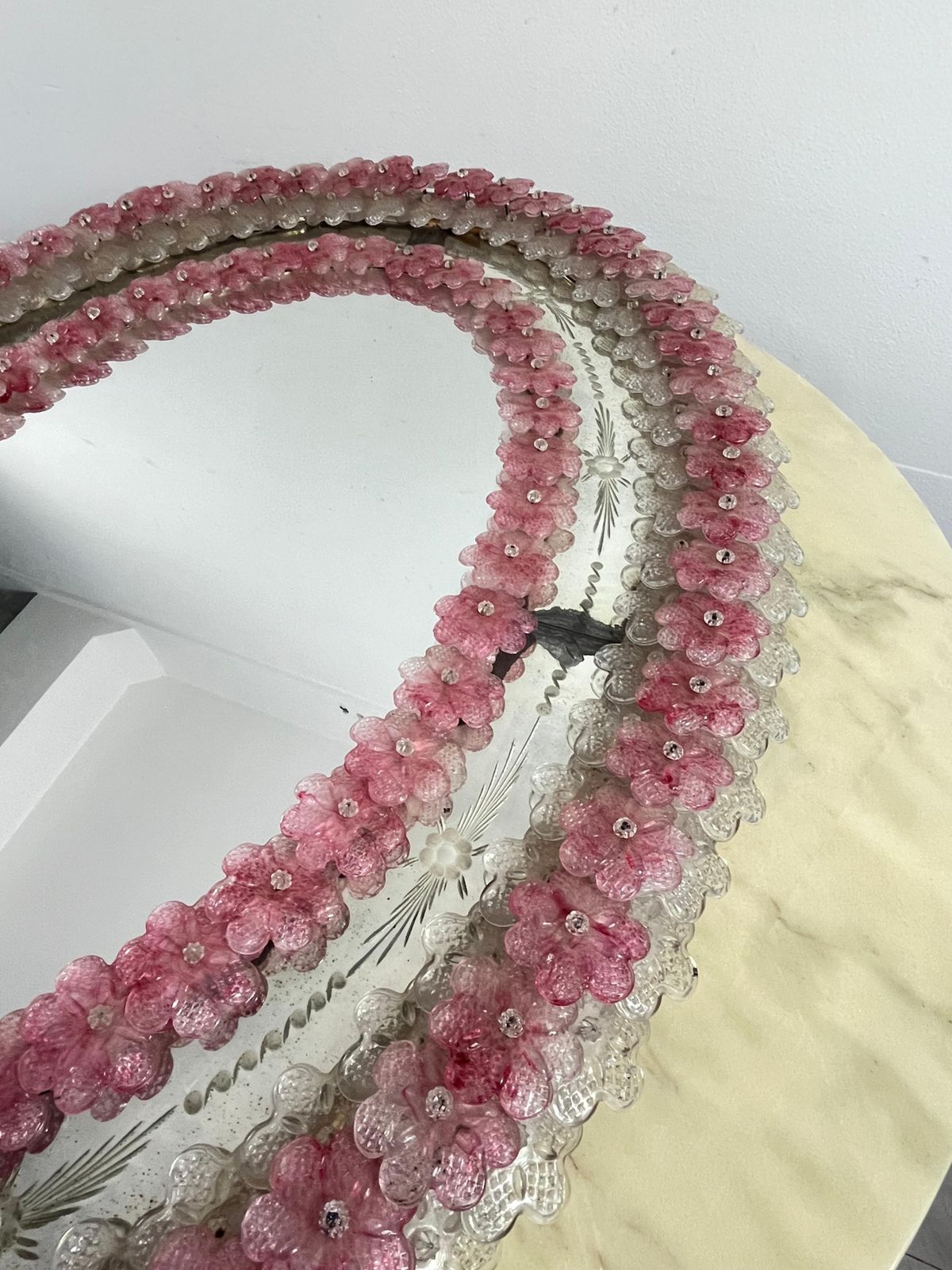 Home Decor Large Mid Century Mirror In Murano Glass, Attributed To Barovier & Toso 1940s photo