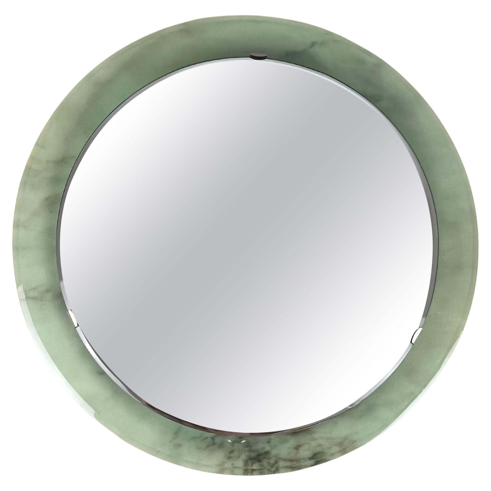 Mid Century Curved Round Mirror Attributed To Max Ingrand For Fontana Arte 1960s