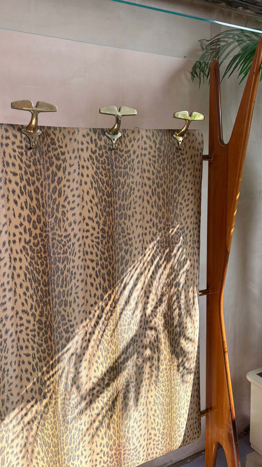 Rare 1950s Leopard Print Osvaldo Borsani Leopard Print Coat Rack photo furniture