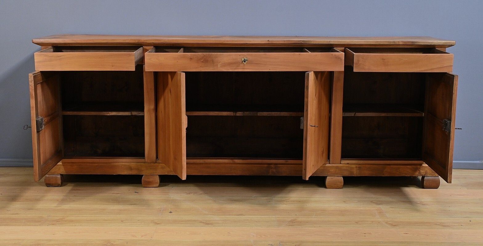 photo vintage Large Cherrywood Sideboard, Restoration Style – Mid 19th Century