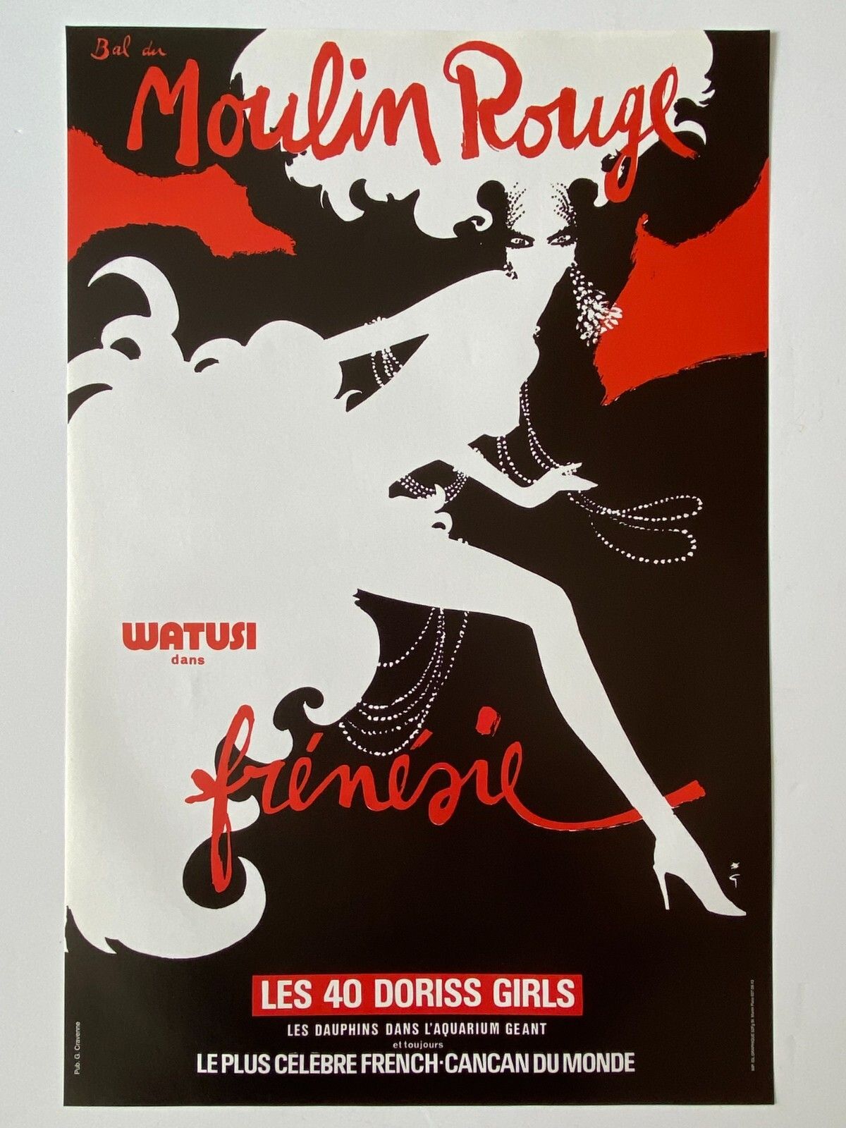 René Gruau, 1980s   Bal Du Moulin Rouge, Frenesie   Original Vintage Poster Printed In Offset Lithography   Cm 58,5 X 38,5   In 23 X 15,1 photo furniture
