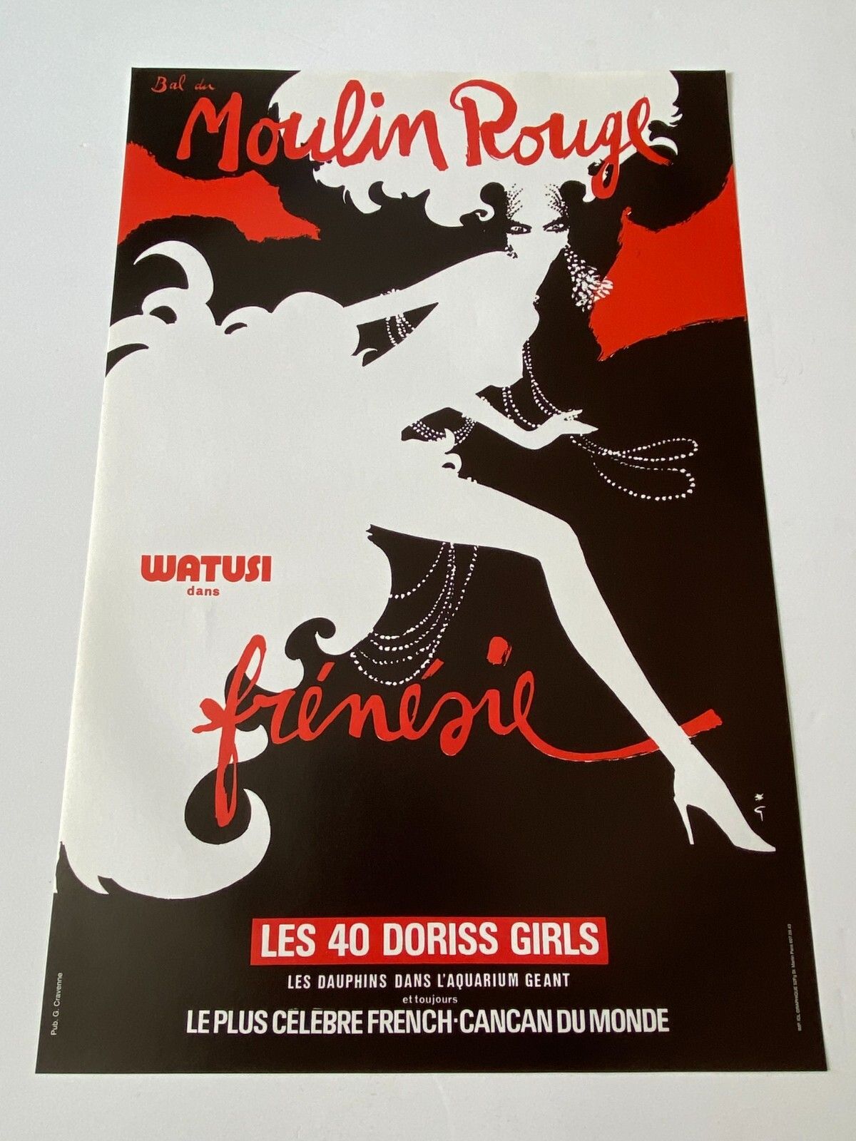 René Gruau, 1980s   Bal Du Moulin Rouge, Frenesie   Original Vintage Poster Printed In Offset Lithography   Cm 58,5 X 38,5   In 23 X 15,1 photo for sale