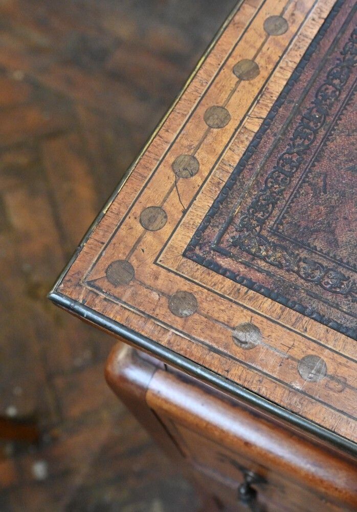 Edwardian Pedestal Desk Sheraton Inlay Writing Table 1900 photo for sale