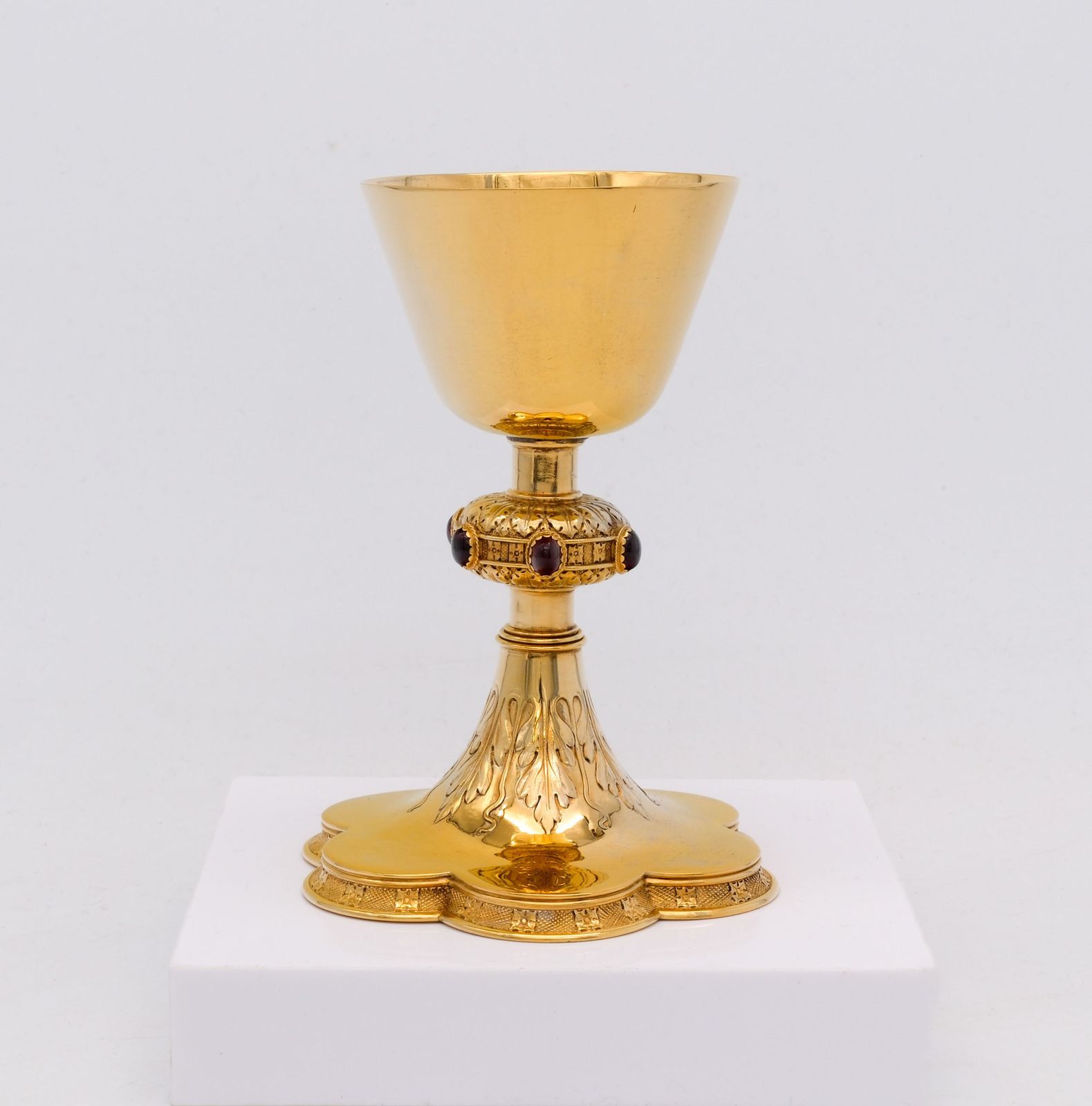 Gothic Revival Sterling Silver Gilt & Stone Set Chalice By Carl Krall London 1892 photo 1895.0