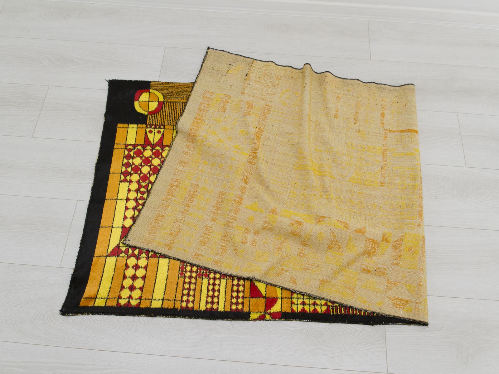 Art Mid Century Modern Textile Wall Hanging Tapestry With Abstract  Geometric Design, 1960s photo