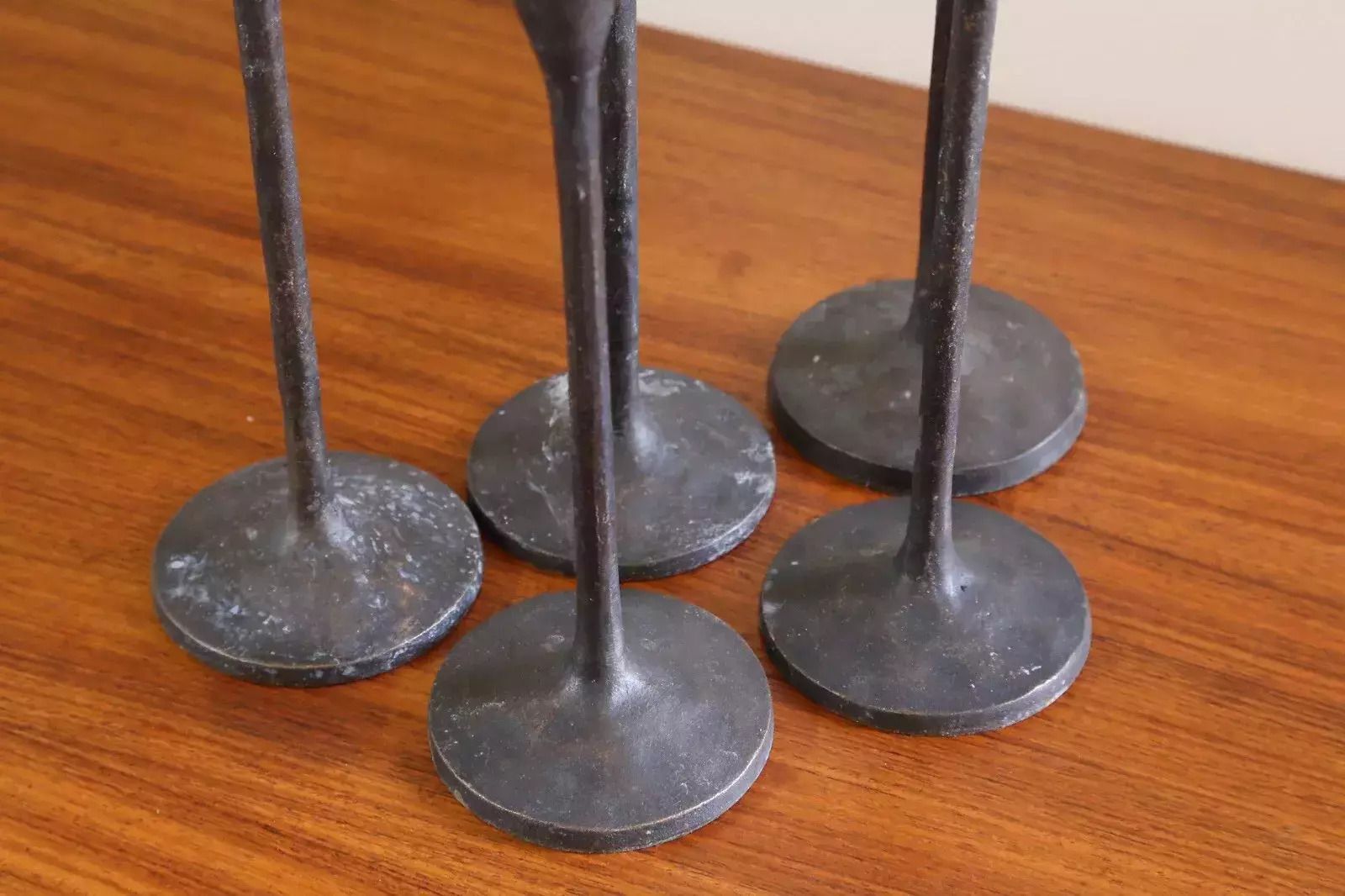 Pottery Barn Hand Forged Brutalist Petaluma Hammered Brass Candle Holders photo vinterior