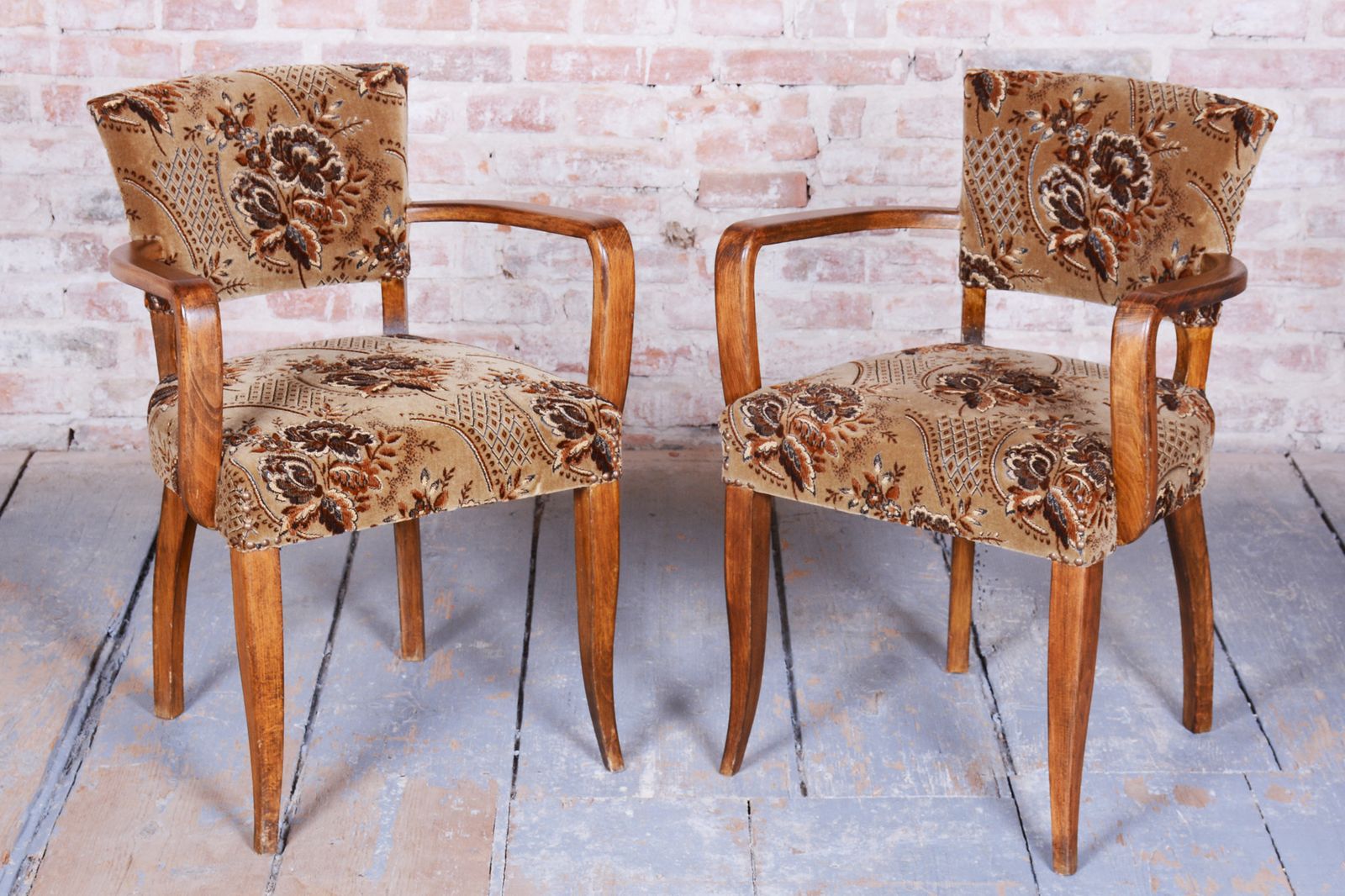 Set Of Two Original Art Deco Armchairs, By Jules Leleu, Beech, France, 1930s photo furniture