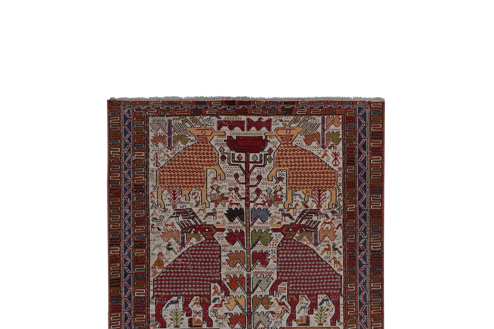 Soumac Kilim Pictorial Animals Rug 3'7'' X 7'1'' photo Textiles