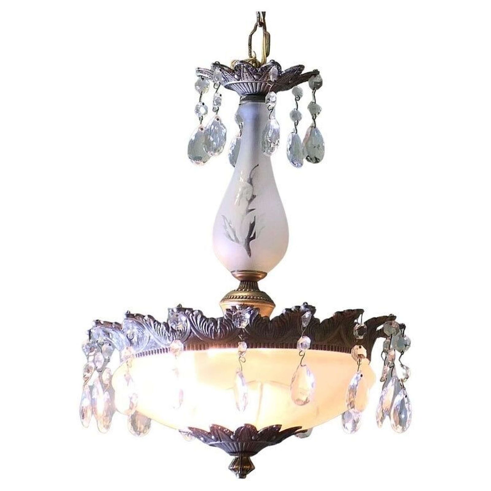 Magnificent Crystal Arts And Crafts Bowl Chandelier