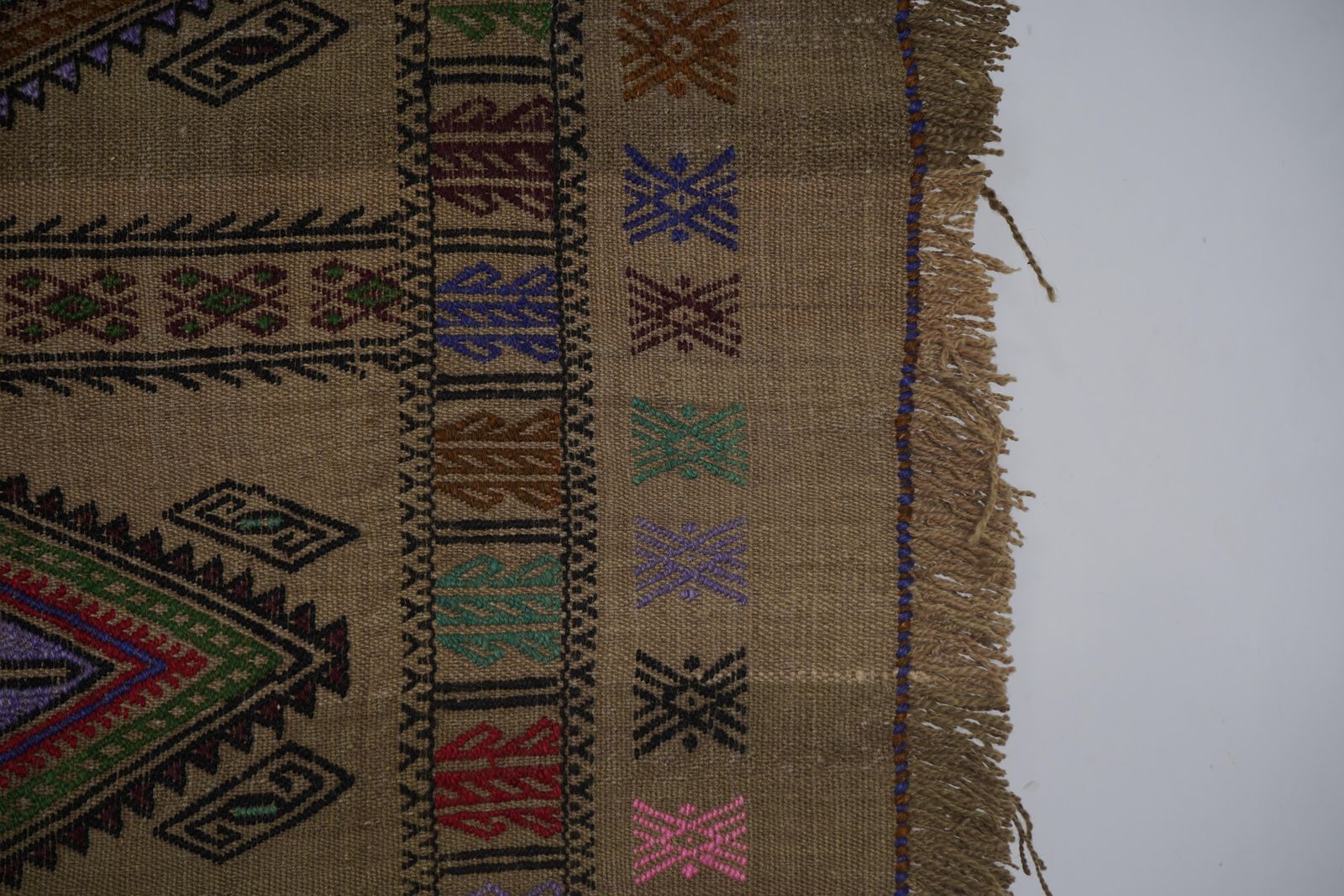 1960s Turkish Wool Jajim Kilim Rug 5'7'' X 7'7' photo vintage