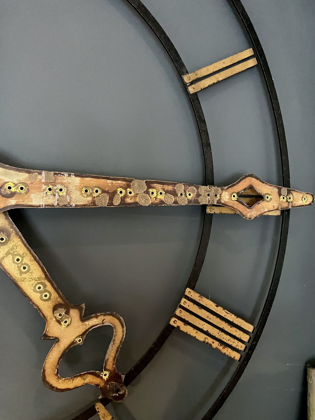 19th Century French Tower Clock Face Frame Extra Large Original Antique Gorgeous Patina photo for sale