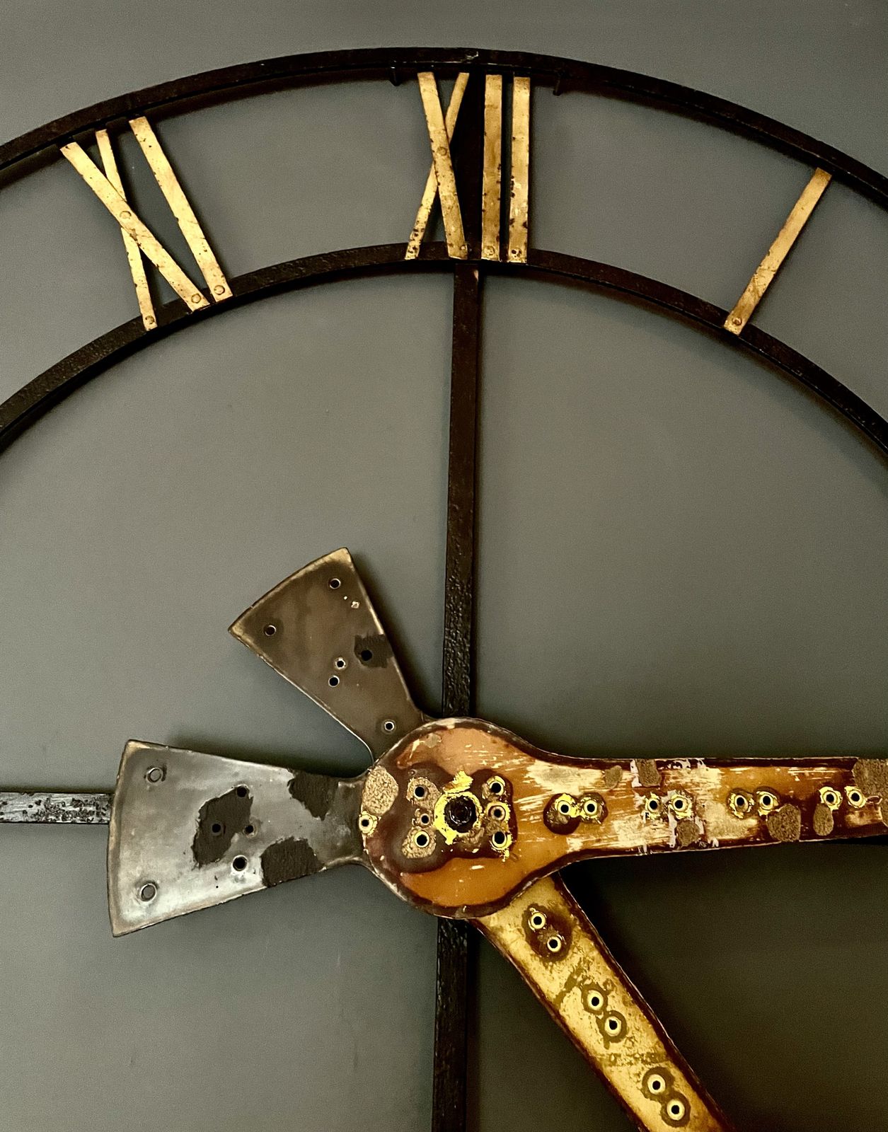 19th Century French Tower Clock Face Frame Extra Large Original Antique Gorgeous Patina photo 1200.0