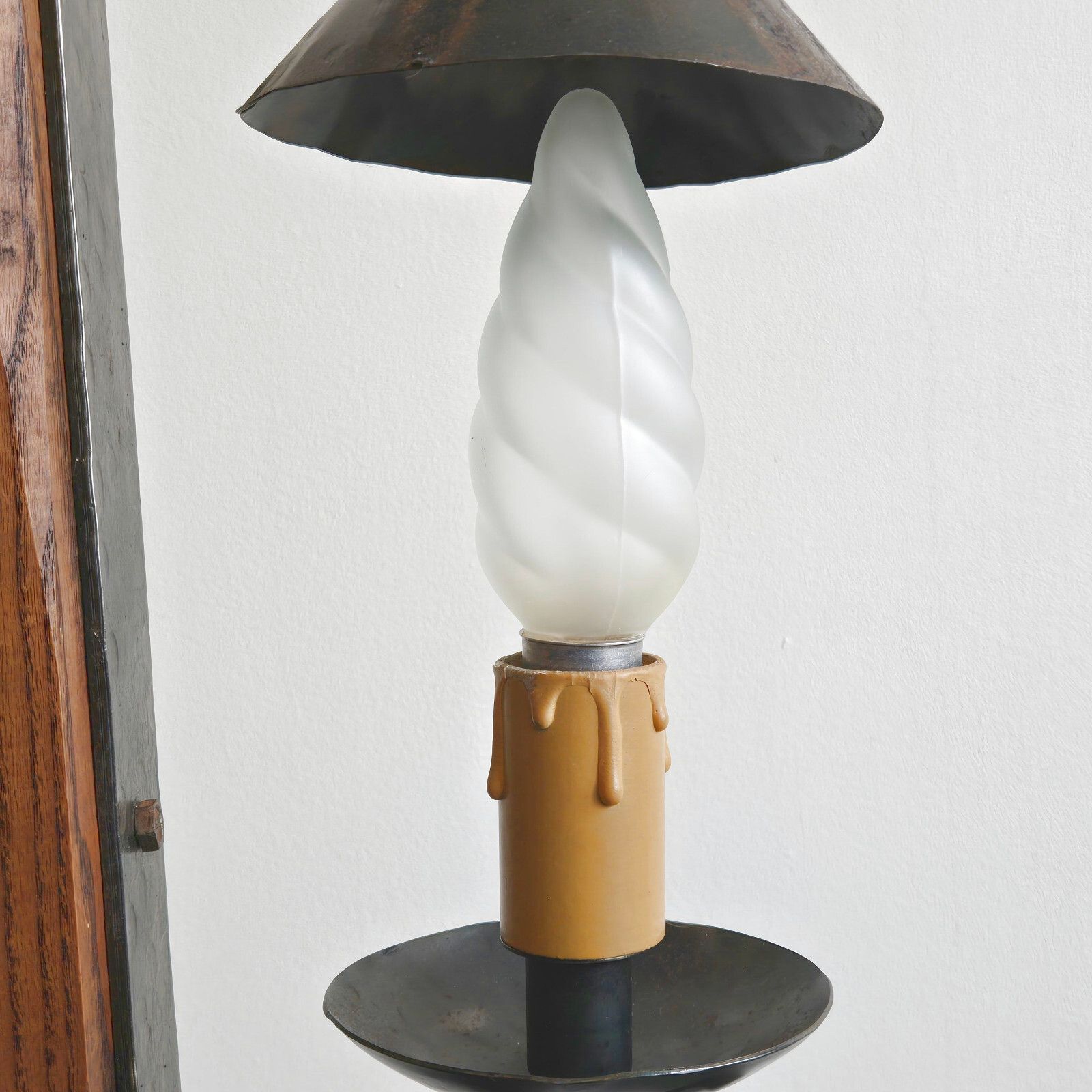 photo furniture Vintage 1970s Brutalist Medieval Oak & Steel Floor Lamp 70s Retro 1970s