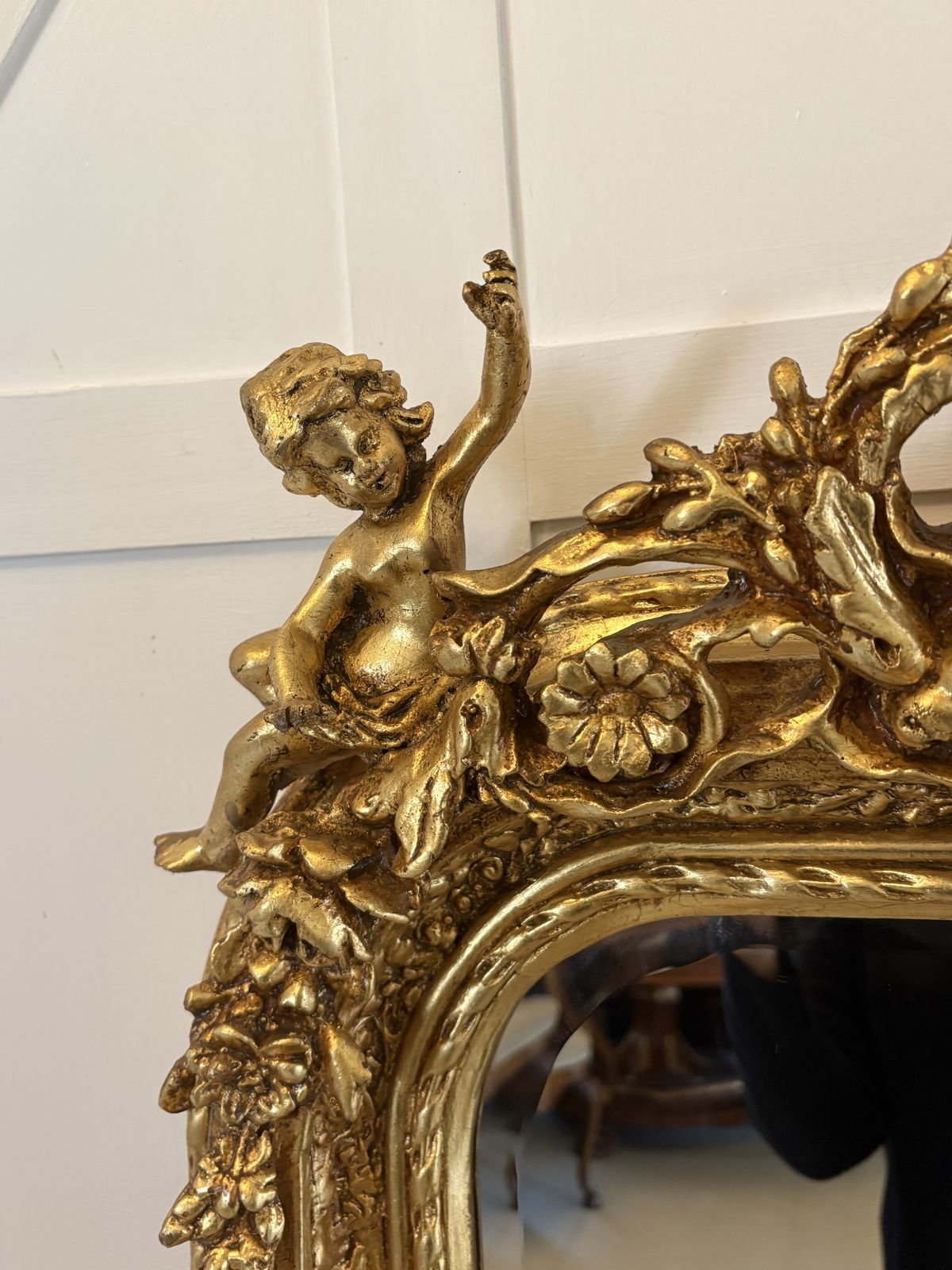 Home Decor Outstanding Quality Antique Early 20th Century Carved Gilded Frame Wall Mirror photo
