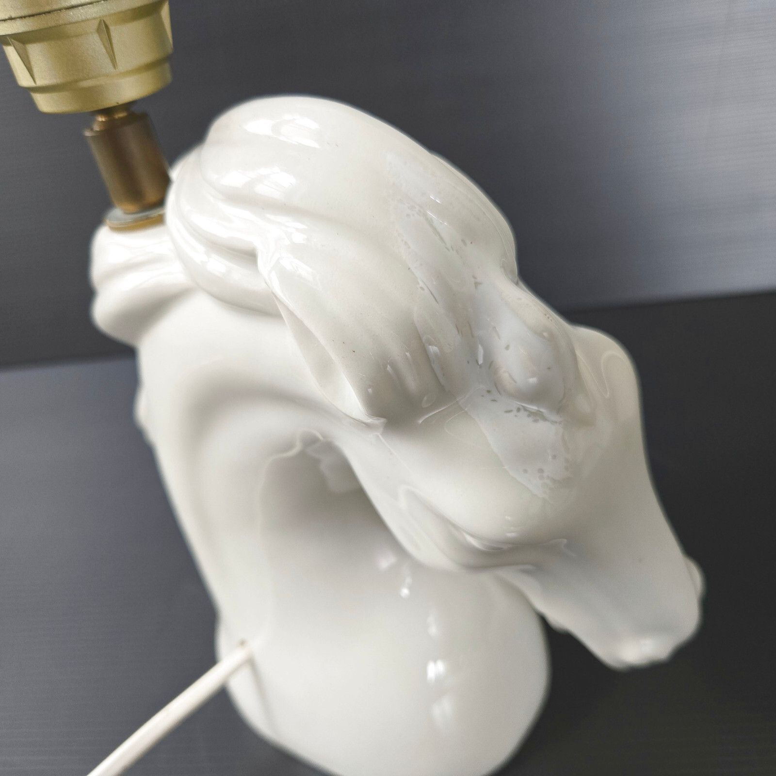 Vintage 1970s White Ceramic Horse & Mane Table Lamp 70s Retro photo buy
