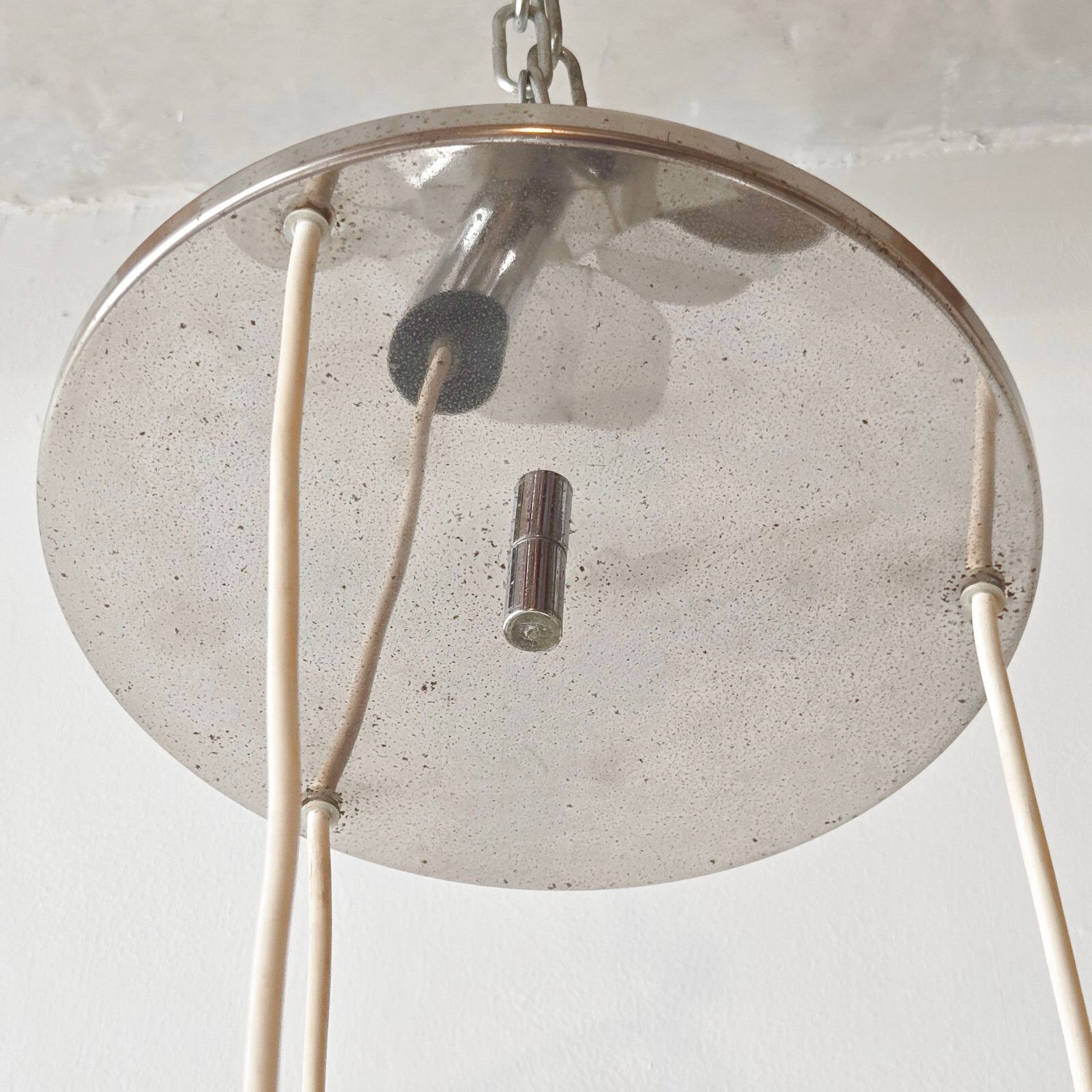 Vintage 1970s Space Age Pop Steel 70s Retro Waterfall Flower Hanging Chandelier photo buy