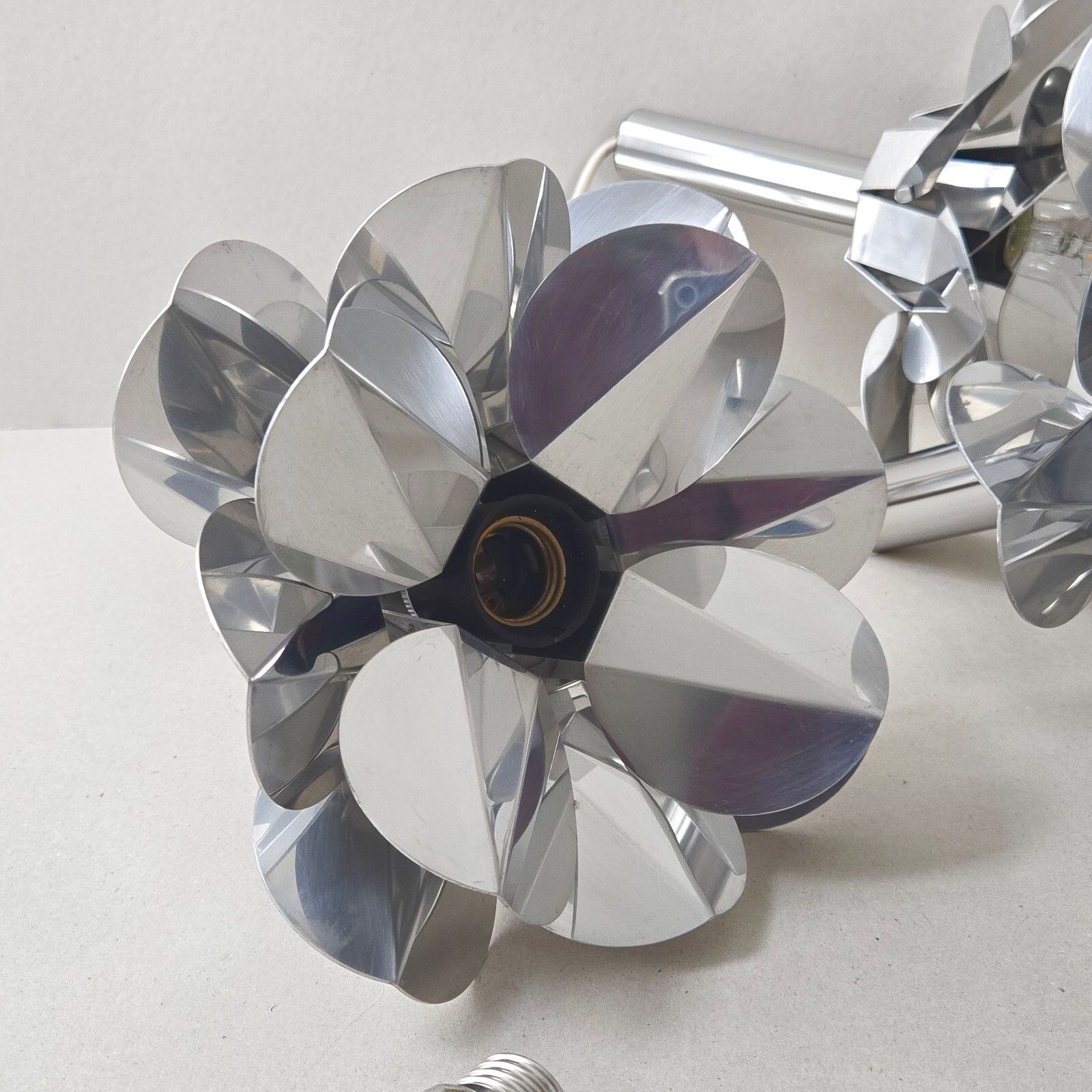 Lighting Vintage 1970s Space Age Pop Steel 70s Retro Waterfall Flower Hanging Chandelier photo