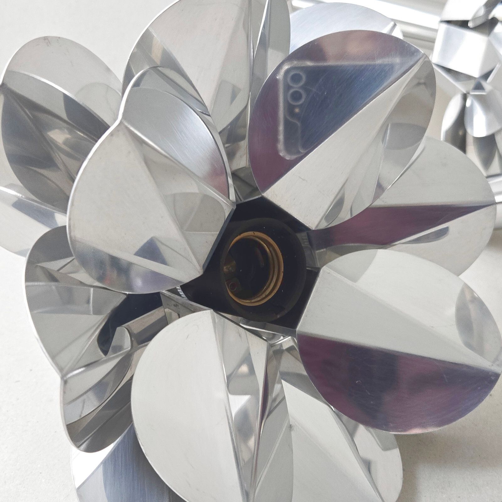 238.0 Vintage 1970s Space Age Pop Steel 70s Retro Waterfall Flower Hanging Chandelier photo