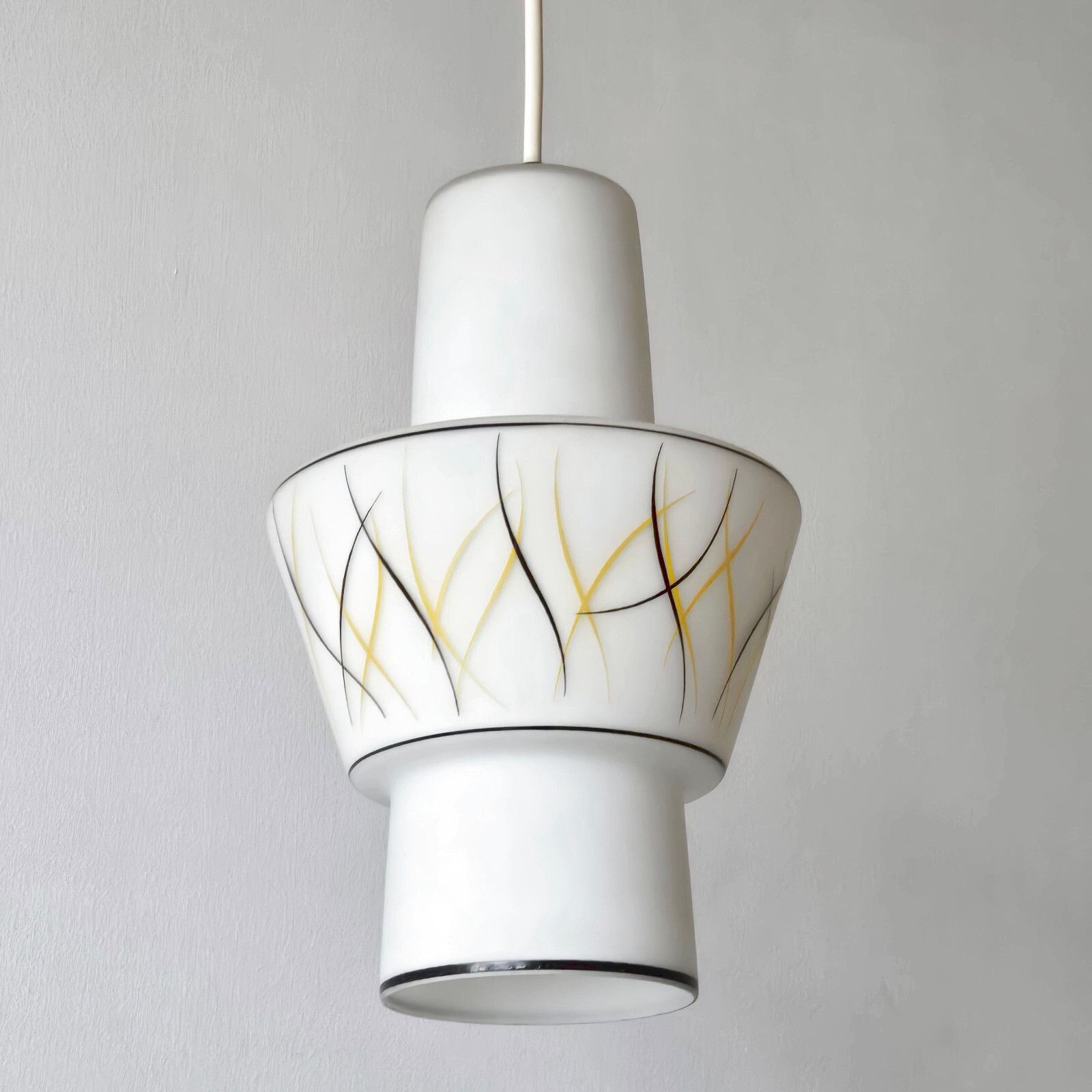 Vintage 1950s Opaline Glass Lamp Pendant Lamp 50s Retro Rockabilly 1950s photo for sale