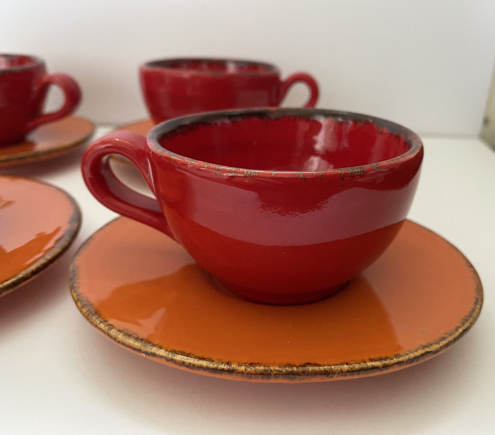 photo furniture Tuscany, Artistic Pottery, Espresso Cup And Saucer Set (X4)
