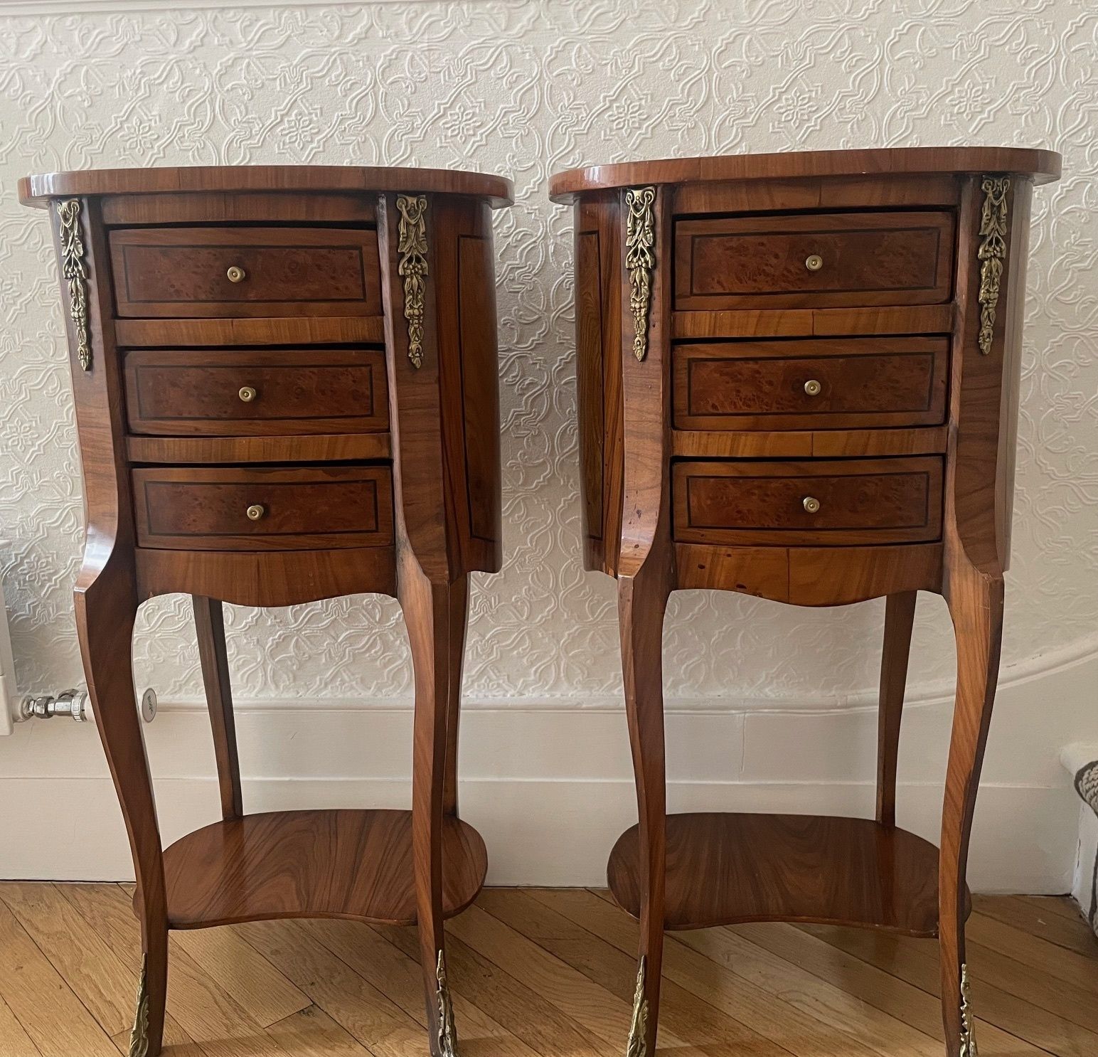 Pair Of French Bedside Cabinets   Empire Style