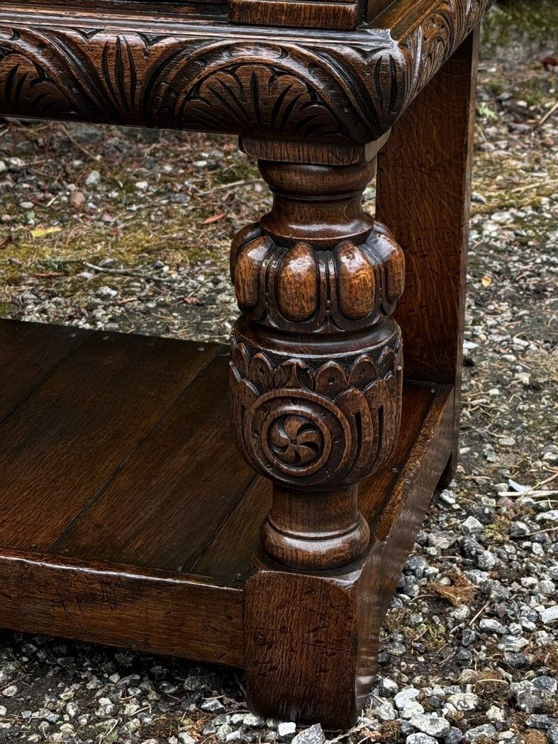 A Titchmarsh And Goodwin Jacobean Carved Oak Dresser Base / Sideboard / Hall Cabinet photo buy