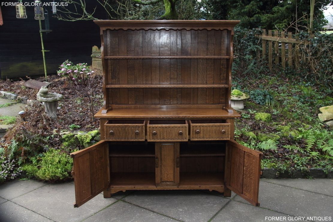 A Rupert / Nigel Griffiths Monastic Carved Oak Derbyshire Dresser / Sideboard photo Furniture