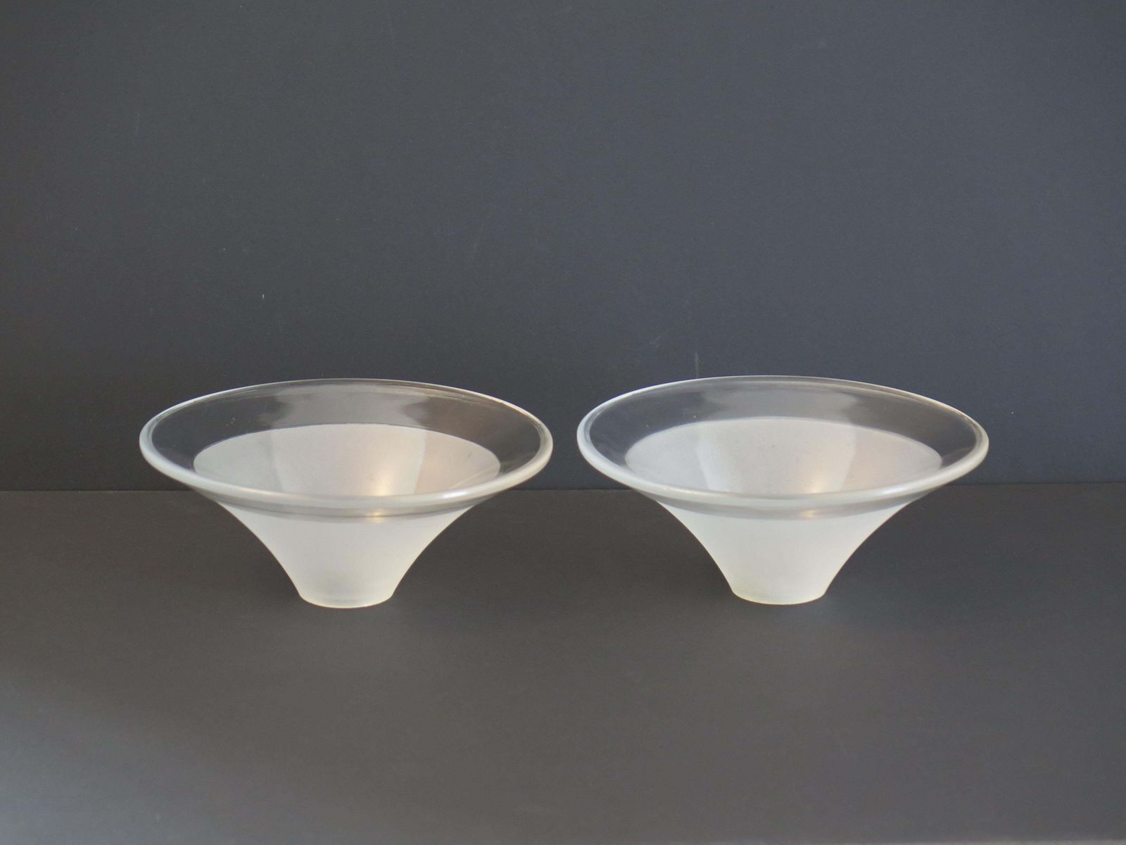 Art Deco Period Glass Lampshades Pair (A) Conical & Frosted, Circa 1925 photo Lighting