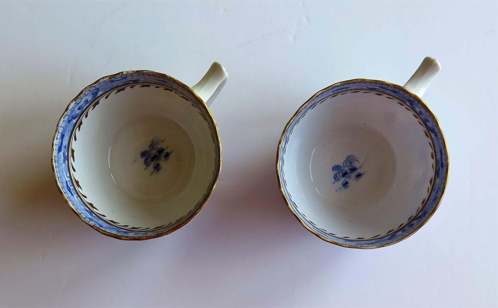 photo buy Miles Mason Porcelain Pair Of Tea Cups Broseley Blue And White Pattern, Ca. 1805