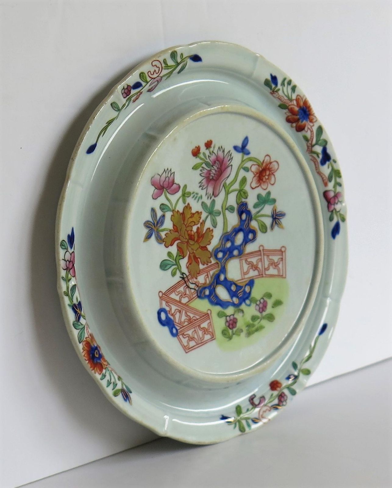 Early Mason's Ironstone Teapot Stand In Fence, Rock And Gold Flower Ptn photo 199.0